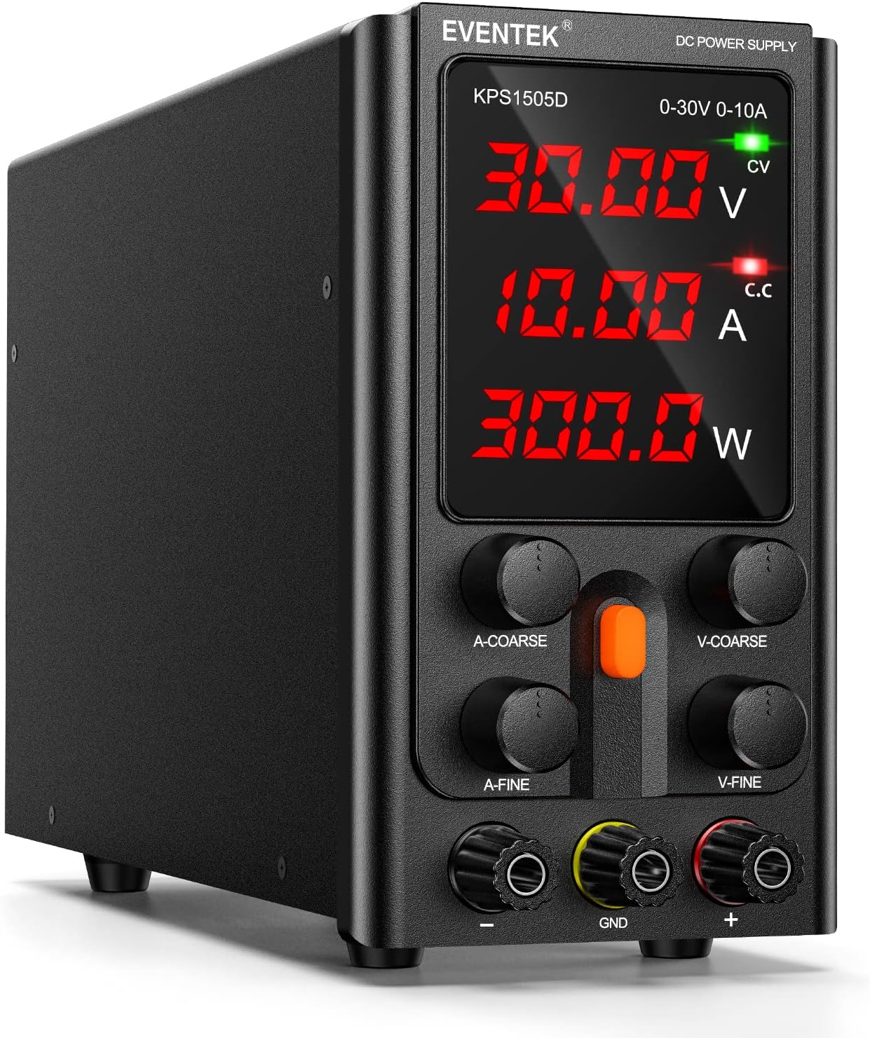 DC Power Supply Variable 30V 10A, Eventek Adjustable Switching DC Regulated Bench Power Supply with 4-Digits LED Display, Alligator Cord/Test Lines