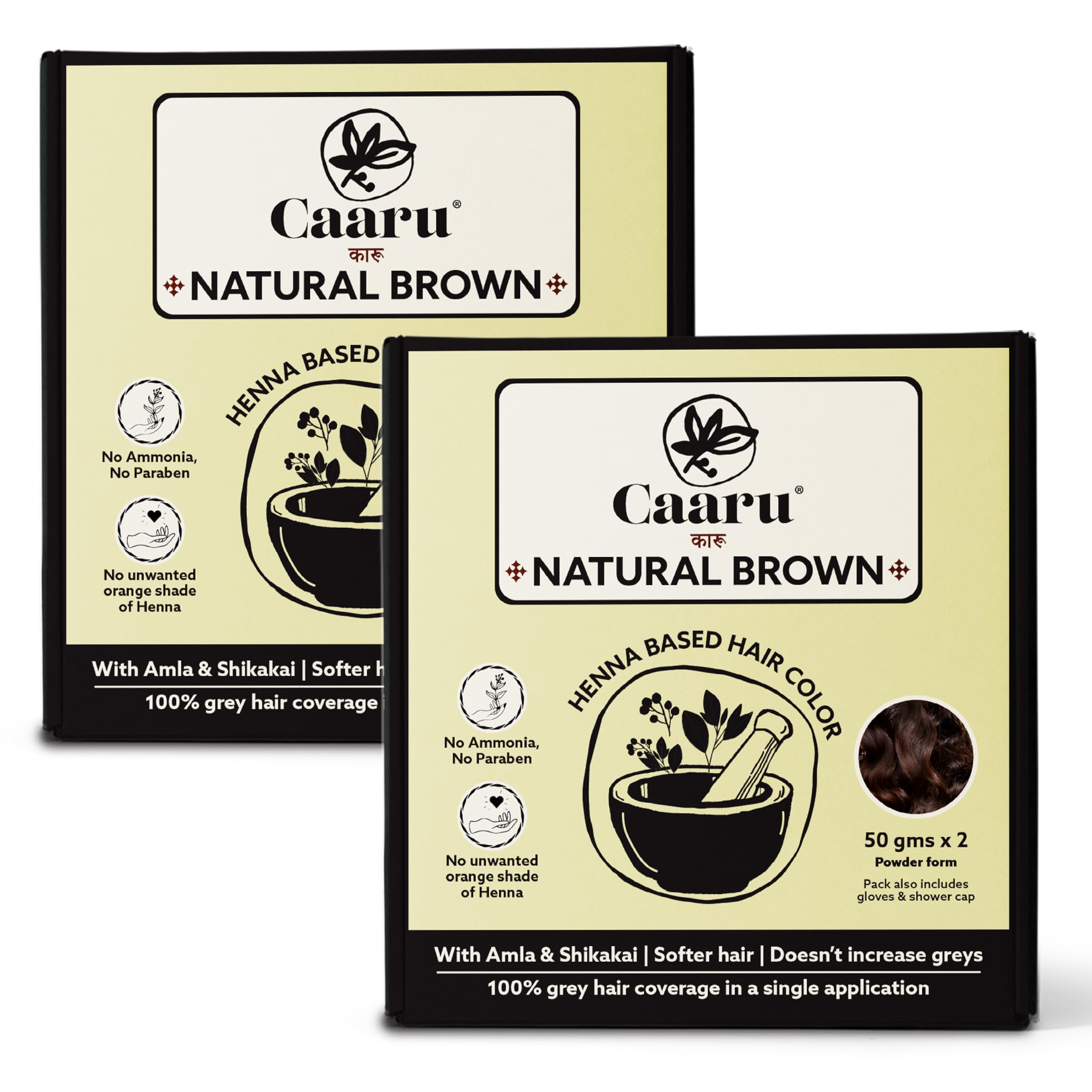 Caaru Hair Colour | Henna based powder | Reduced itching dryness & damage | Ammonia Paraben free | Pack of 2 x 100gms each (Natural Brown)-image-15