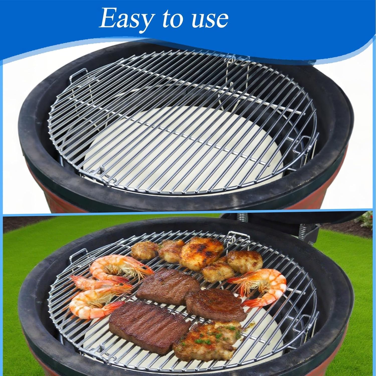 S2C (1-Pack) Cooking Grate System Grilling Accessory for 18" Kamado Joe Classic, Large Big Green Egg, Coyote The Asado Cooker, Pit Boss and Other kamado Grill