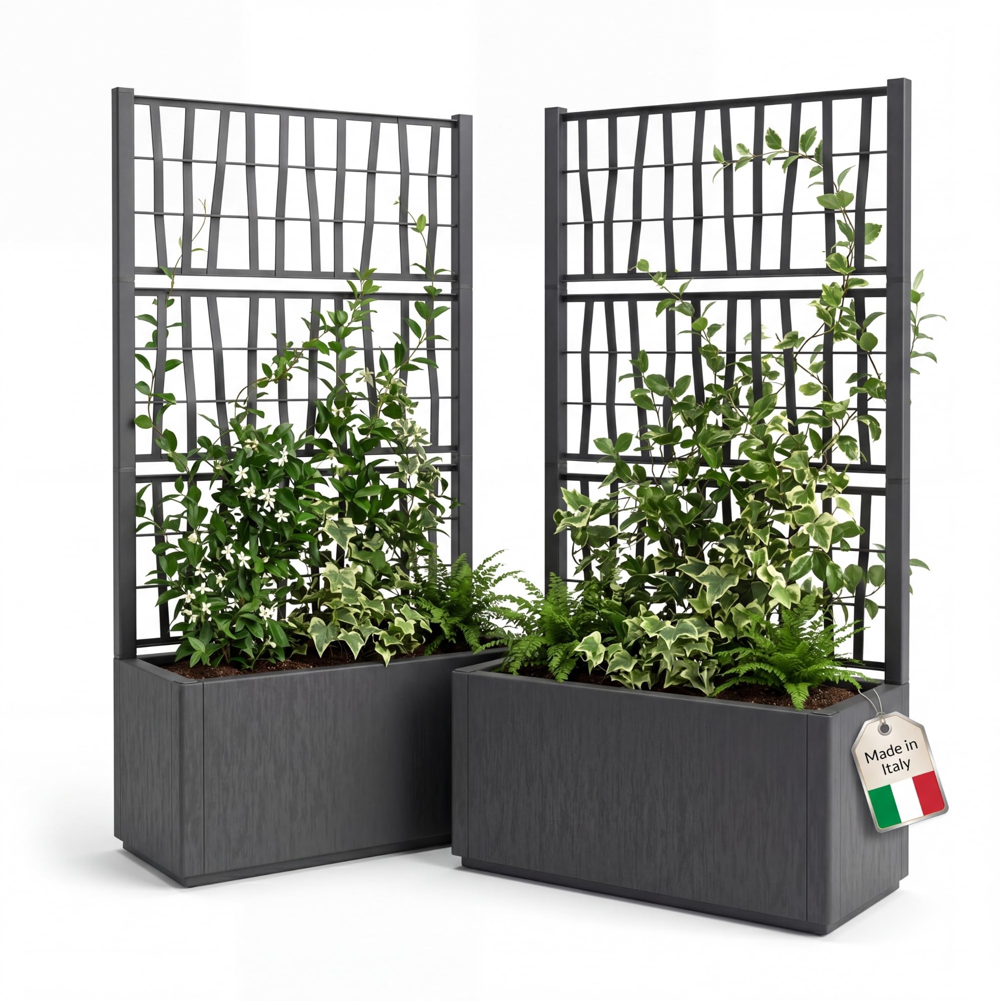 BigDean 2X Blumenkasten mit Rankgitter Pflanzkasten 80x36x 140 cm hoch | Made in Europa