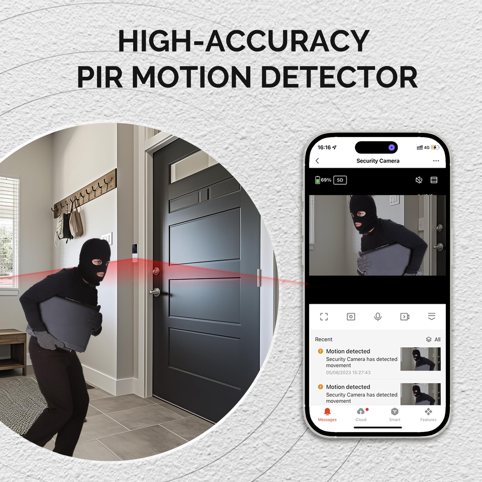Videocitofono WiFi per interno/esterno, 1080p HD, avvisi di rilevamento del movimento, sicurezza domestica, WDB-TY-B20-EN, WiFi 2,4 GHz, impermeabile IP65, visione notturna, compatibile con