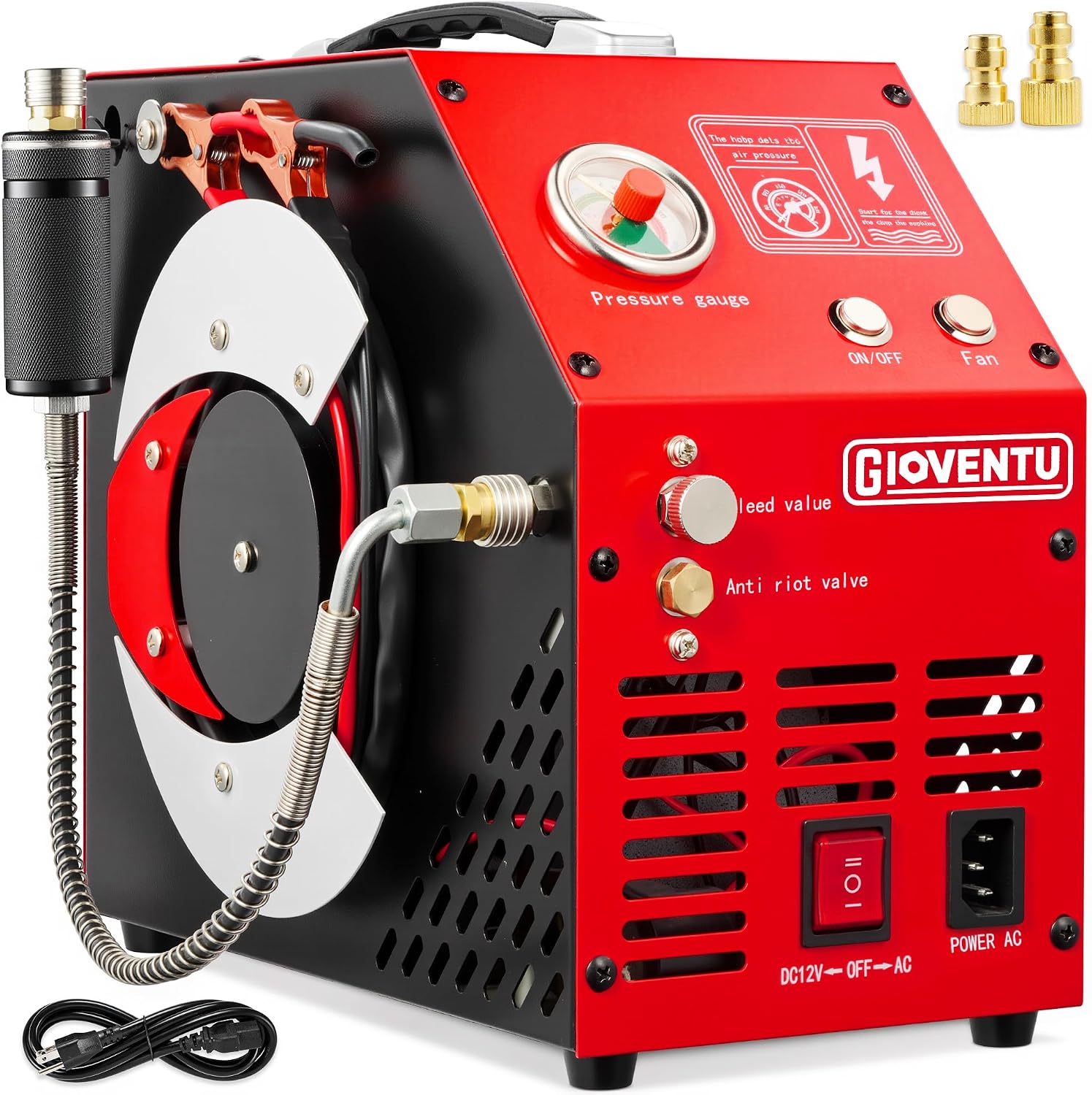 PCP Air Compressor 4500PSI High Pressure, Fast Fill Portable PCP Pump, AC 110V/220V DC 12V Dual Power, Auto Shut-Off, Oil-Free, Built-in Moisture Filter for Air Rifle, Airgun, Paintball