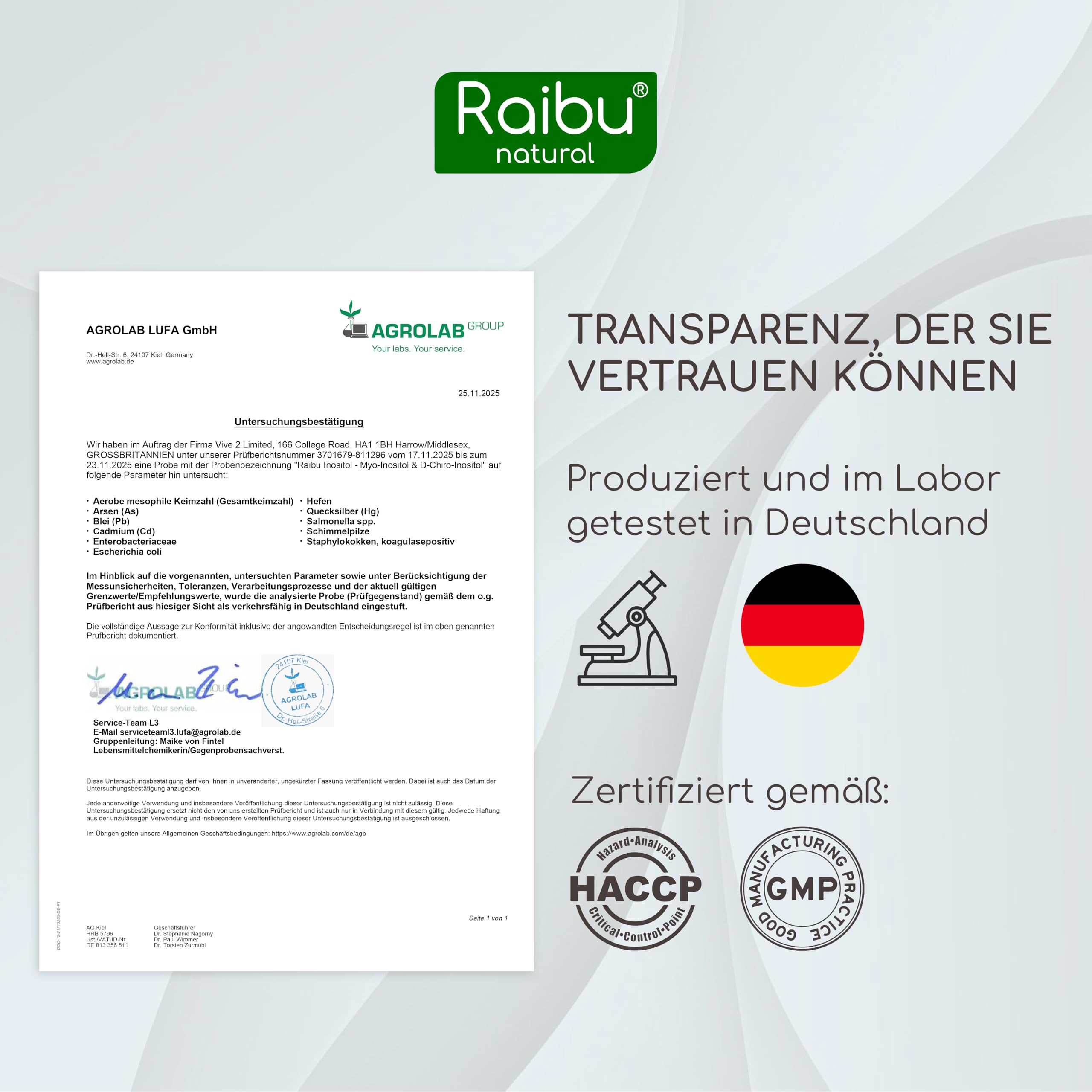 Inositol Kapseln, 2120mg Myo Inositol & D-Chiro pro Tag - Mit Vitamin B6, Folsäure & Chrom - Vegan, Ohne Zusätze & Laborgeprüft - 150 hochdosierte Kapseln, Raibu