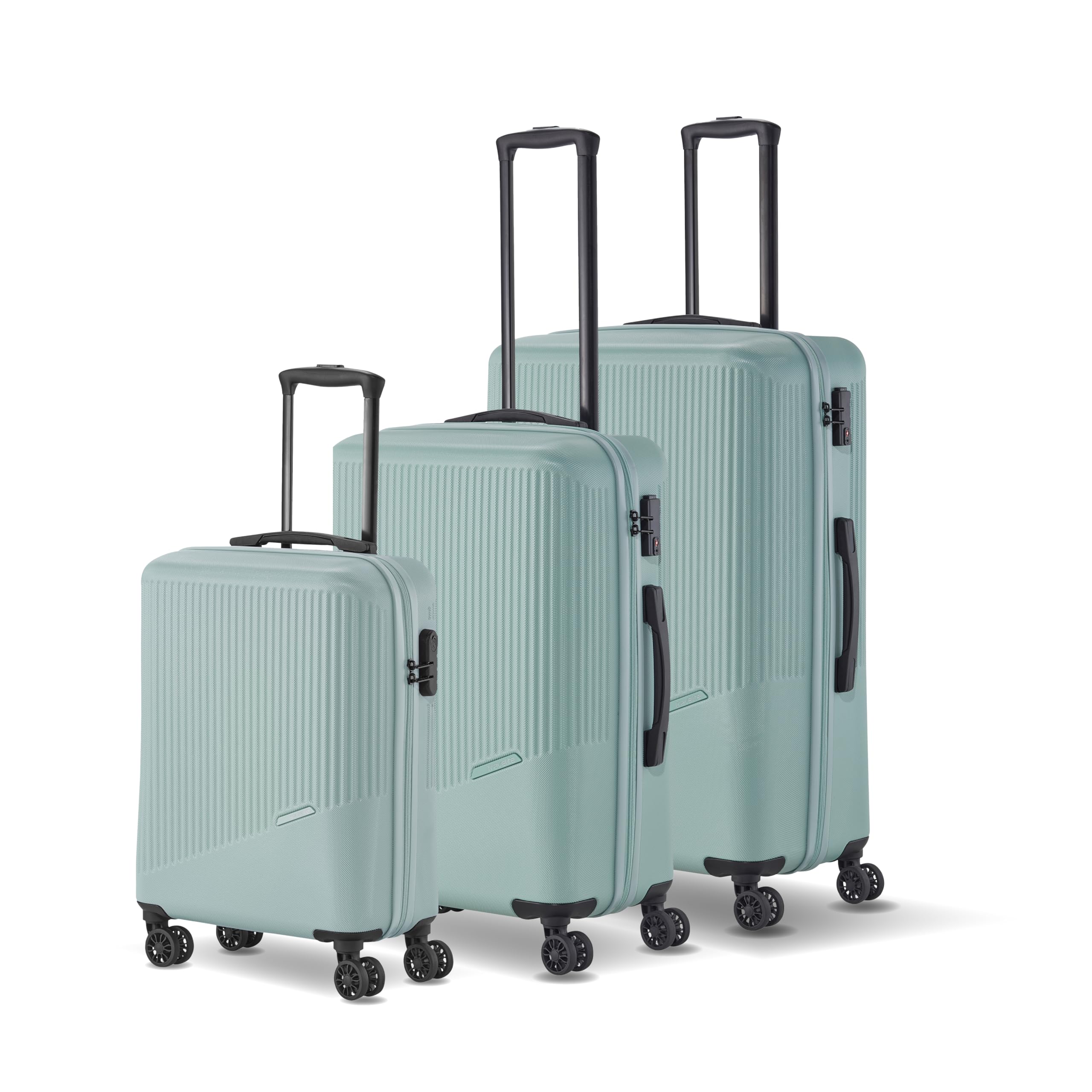 Travelite 4-Rad Koffer Set 3 teilig Größen L/M/S, Gepäck Serie Bali: ABS Hartschalen Trolleys mit TSA Kombinationsschloss (Handgepäck Koffer ohne TSA)