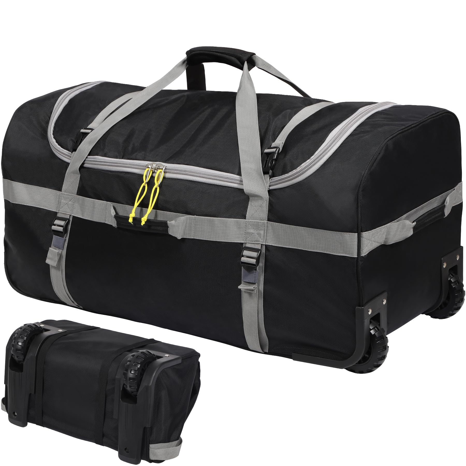 REDCAMP Rolling Duffle Bag with Wheels, 120L Luggage Foldable Duffle Bags with Rollers 30 inch, Black
