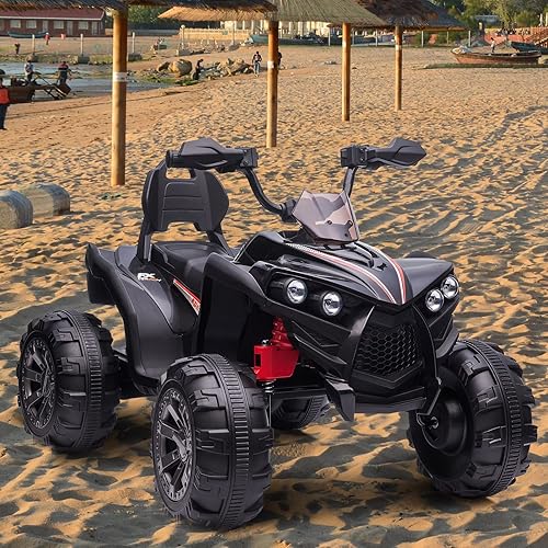 Miniatura 7 de OTTARO ATV de 2 plazas, 12 V, 4 ruedas, cuatrimoto eléctrico para niños de 3 a 8 años con asiento de 17 pulgadas de longitud, luces LED, 2