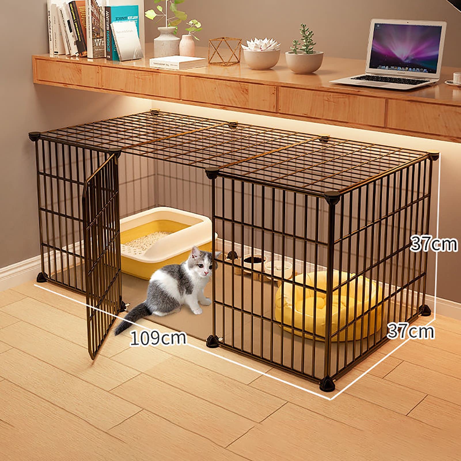 Cage pour Chat en Métal avec Plate-Forme Robuste, Parc Amovible pour Animaux de Compagnie
