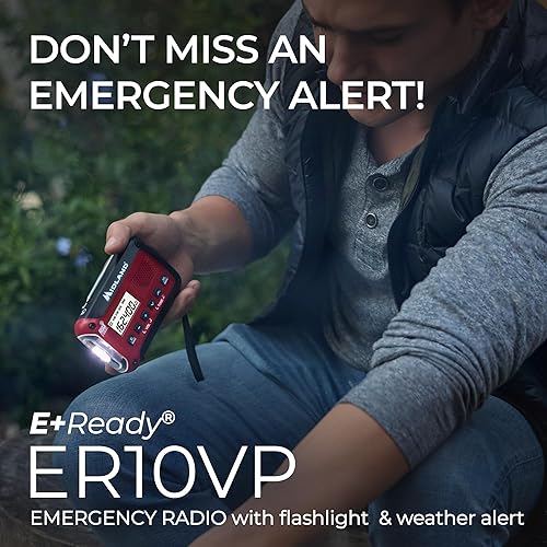 Miniatura 38 de Midland ER210 - Radio AM/FM compacta de emergencia con manivela, múltiples fuentes de alimentación que funciona como linterna de emergencia SOS
