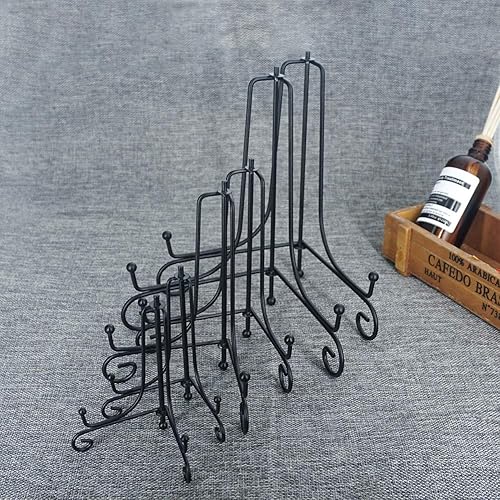 Miniatura 8 de LIONWEI LIONWELI Paquete de 6 soportes de exhibición de hierro, soporte de placa de caballete de hierro negro para mostrar imágenes, platos, libros