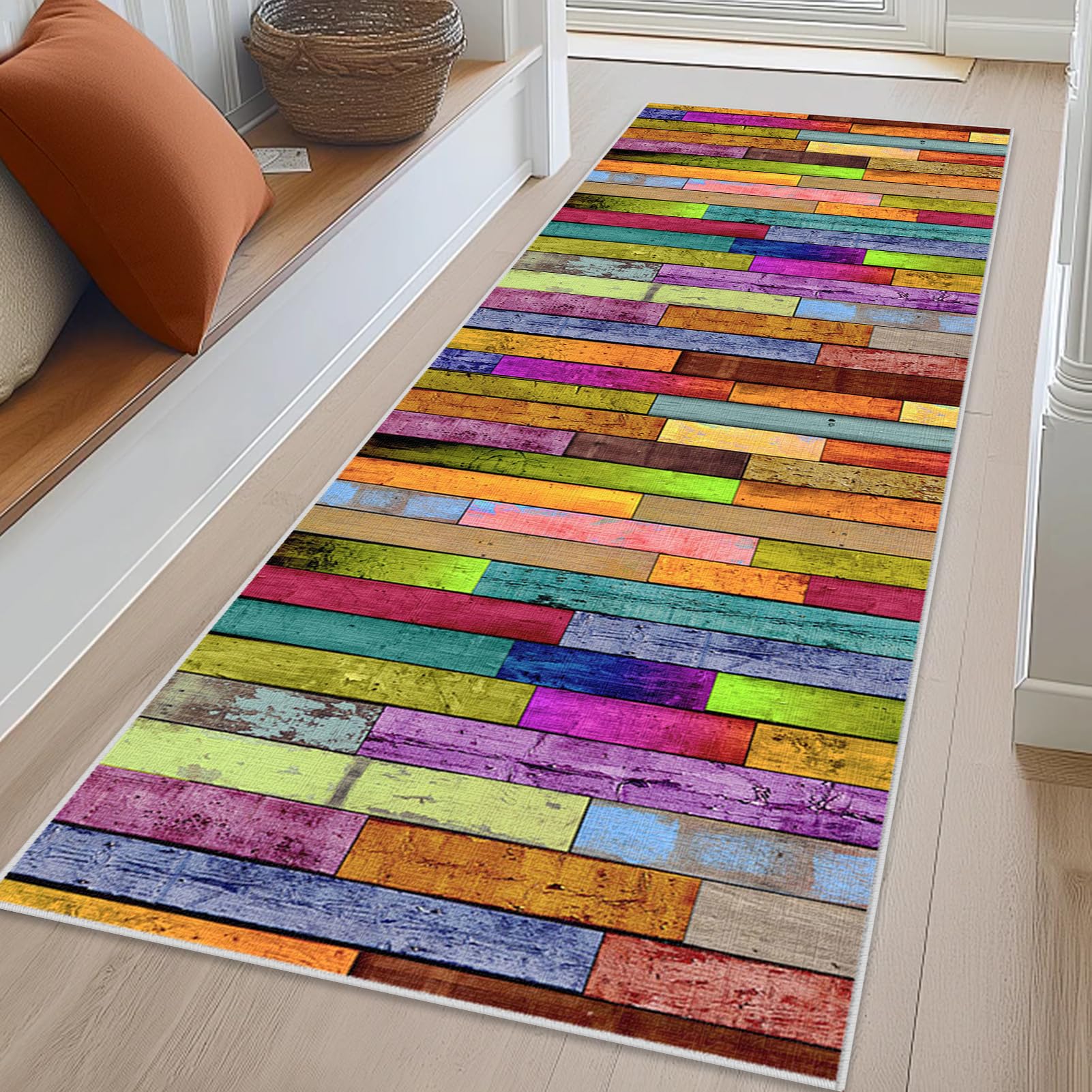 Lzrexnvofxg Color-Aa013 Hallway Runner Rugs 60 X 110 Cm Non Slip Long Vintage Hall Runners Narrow Rugs Washable Carpet Runners For Hallway Entryway Kitchen Rugs Low Pile Floor Carpet For Hallway Entryway Laundry Room