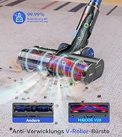 MIBODE V28B Vezeték Nélküli Porszívó 45000Pa Szívóerővel, 550W Motor, 65 Perc Üzemidő, Szürke-Kék, Szőrcsomó-Mentes Kefe, Szőnyeg és Keményp 6