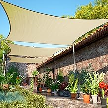 ShadeMart 10' x 16' Vellón Beige Rectángulo Sombrilla para Sol y Bloqueo UV, Permeable al Agua y al Aire, Resistente, Fácil de Instalar y Duradero para Jardín Patio - Hacemos Tamaños Personalizados