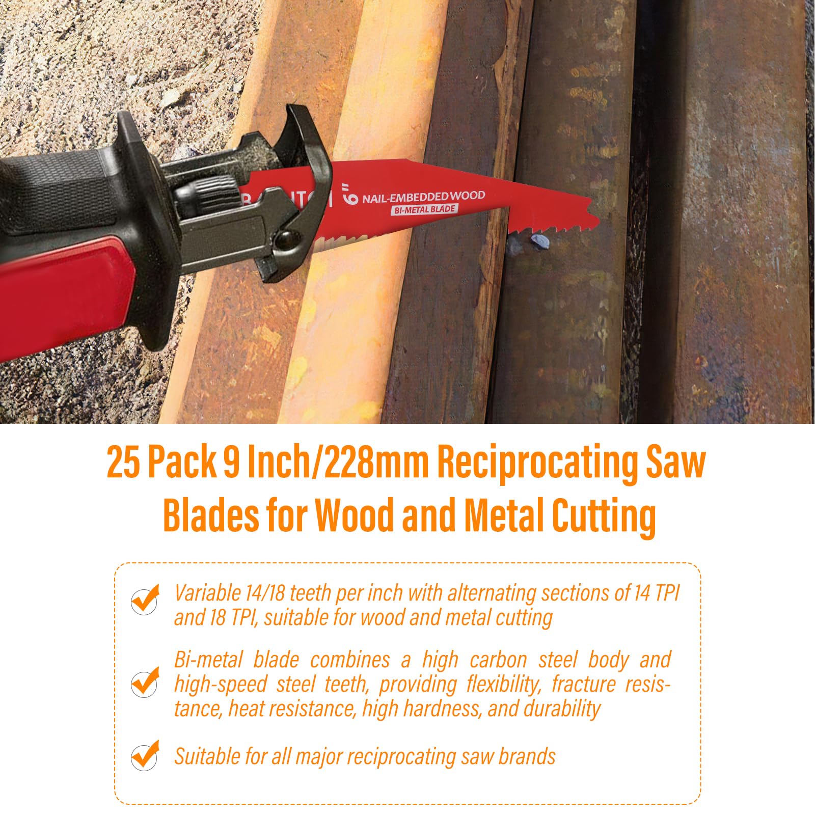 Reciprocating Saw Blades - 25 Pack 6 Inch -6 Reciprocating Saw Blades - 25 Pack 6 Inch -6