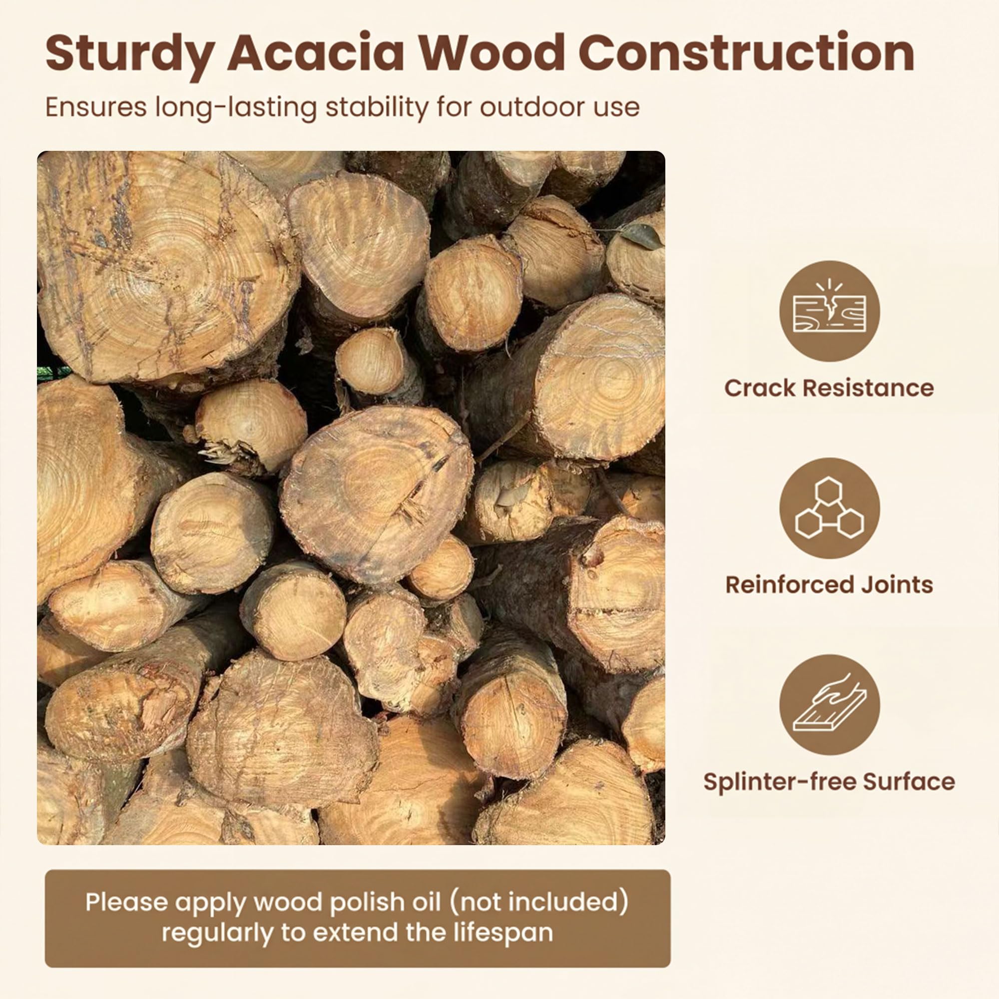 KOMFOTTEU Juego de 2 Sillas de Jardín de Madera de Acacia, Sillones de Comedor con Cojín Extraíble y Reposabrazos, Sillas Terreza Exterior Ergonómicas con Carga 180 kg (Amarillo Teca)