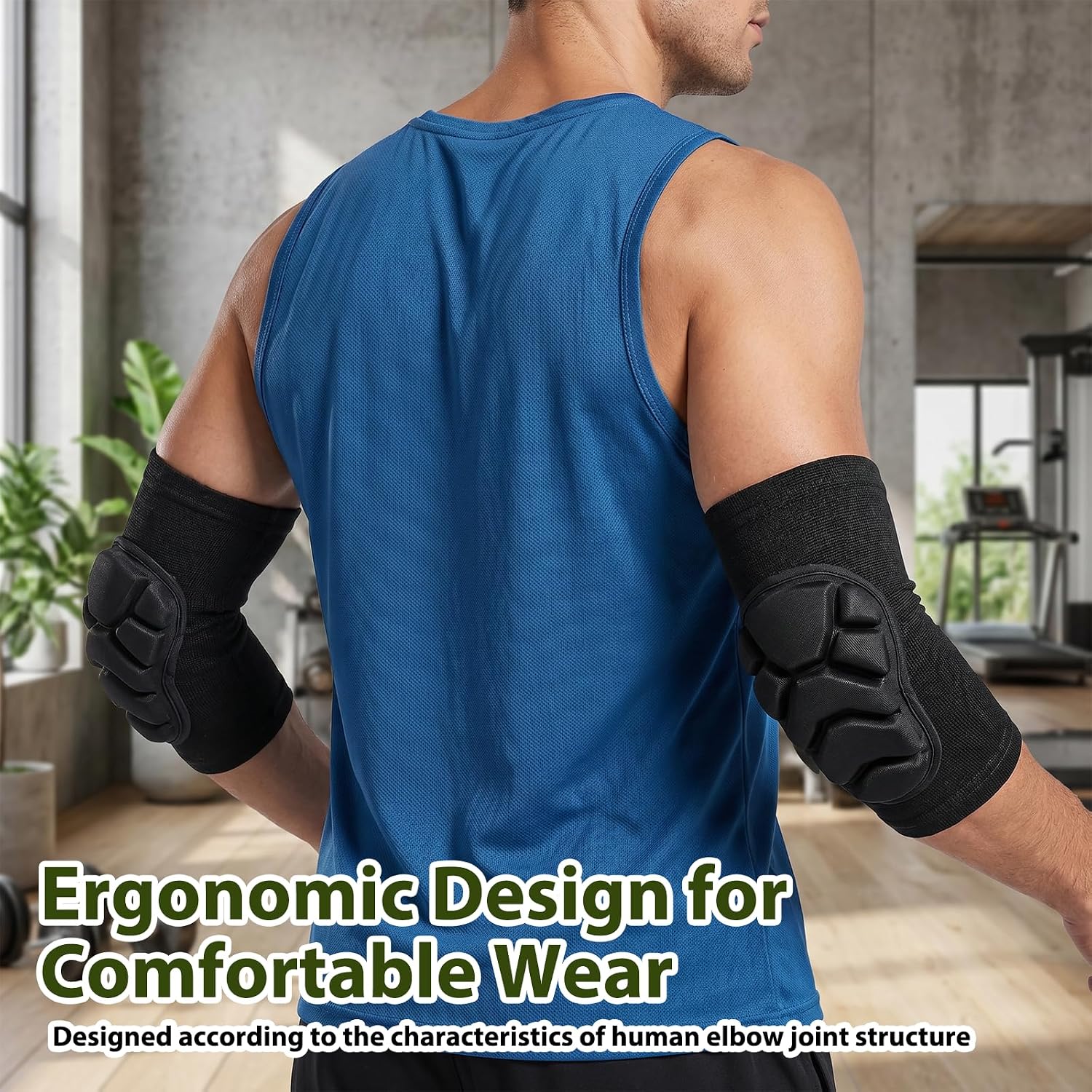 2PCS Elbow Pads for Men Women, Breathable Compression Elbow Sleeve for Baseball Volleyball Basketball, Soft Cotton Elbow Guard for Sports, Youth Adult Arm Protector
