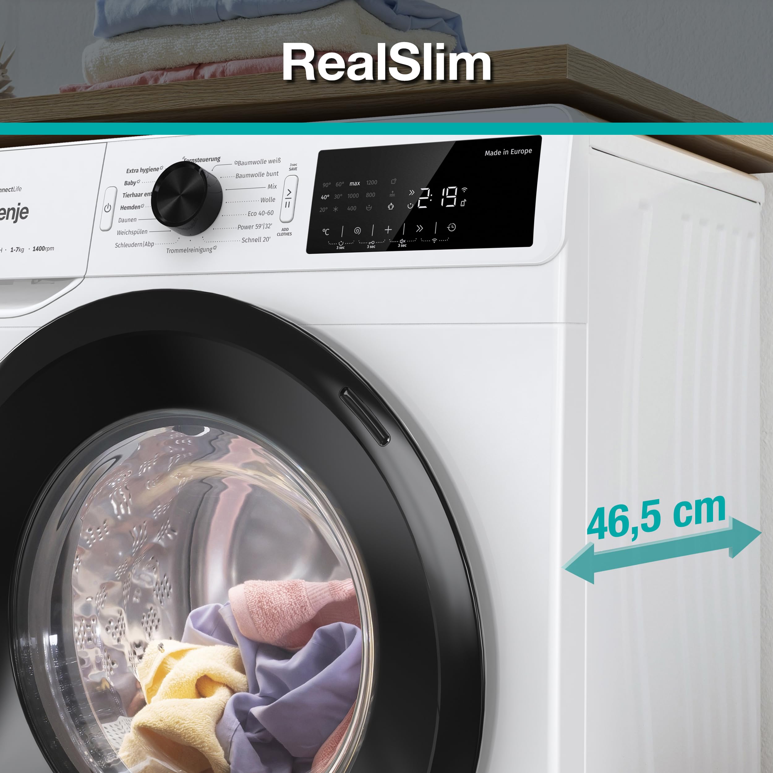 Gorenje WPAM74SA1T Waschmaschine 7Kg 1400 U/min Dampffunktion ConnectLife AquaStop Wave Active
