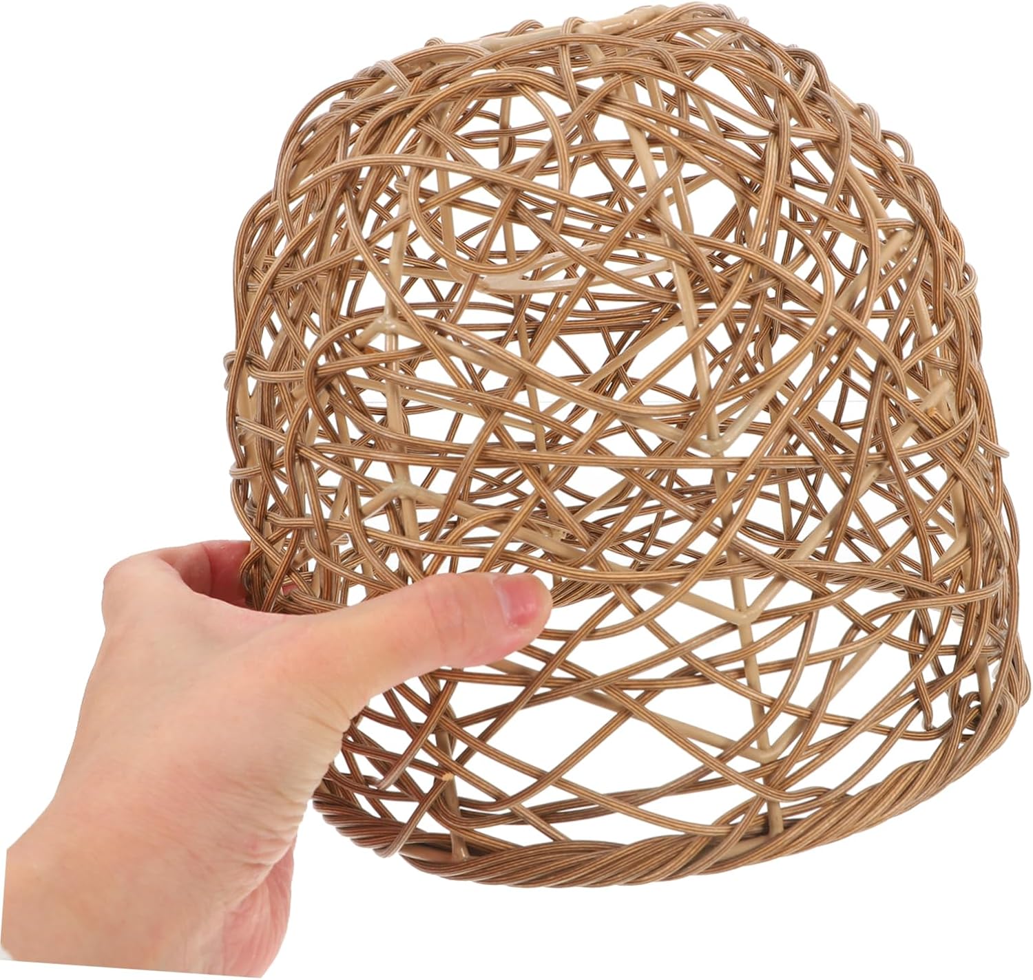 POPETPOP Rattan Woven Pendant Lamp Shade Modern Boho Light Cover 4cm Diameter Plastic Rustic Ceiling Decor 1 Piece Suitable for Kitchen and Dining Room