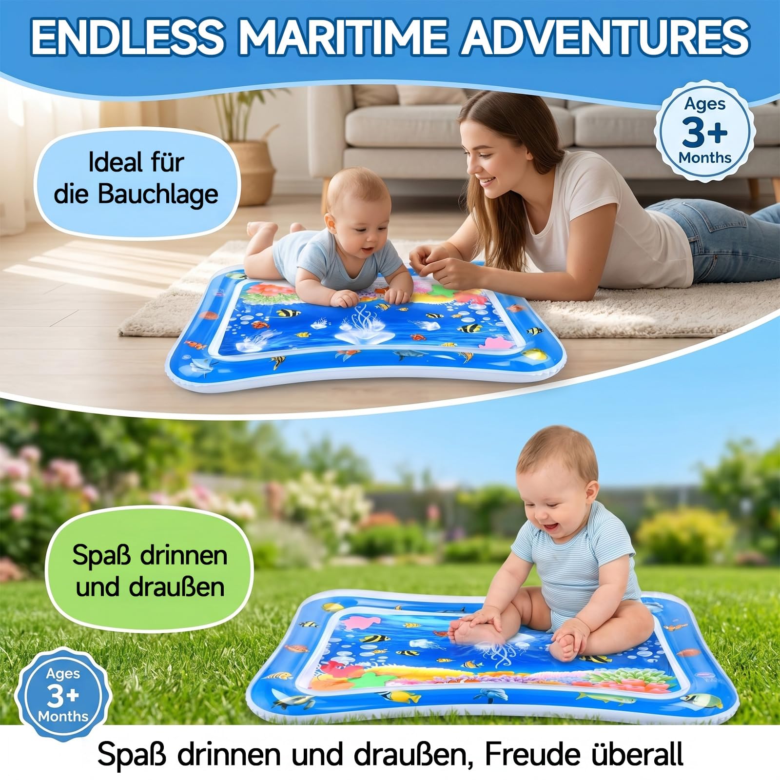 Wassermatte Baby,Wassers-pielmatte Ba-by,Spielmatte Bab-y,Ba-by Wasse-rmatte,Wassermatte B-aby Bpa Frei,Krabbeldecke fürB-aby,Bab-y Sensorisches Entwicklung Ausbildung SpielmatteBaby für 3 6 9Monate - 4