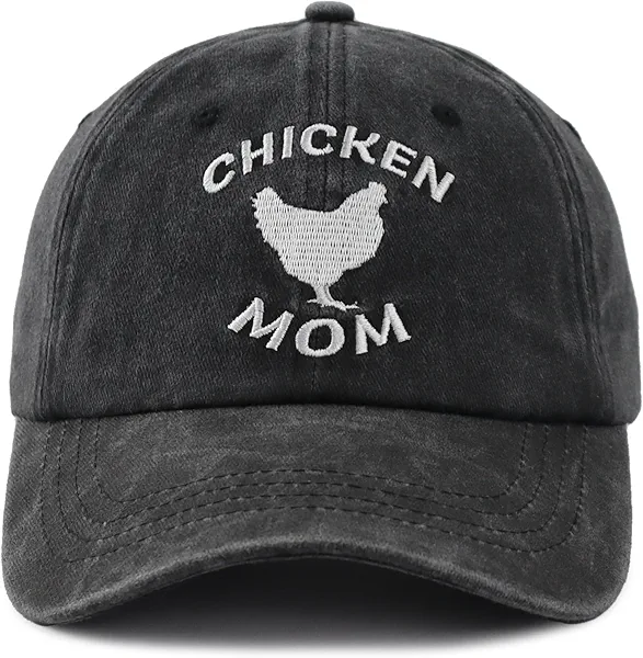Tynqwegui Chicken Mom Hat for Women, Adjustable Embroidered Cotton Baseball Cap