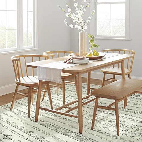 Miniatura 3 de Lahome Alfombras de área de 8 x 10 pies para sala de estar, lavables y grandes, alfombra bohemia neutra con patrón geométrico, alfombra suave