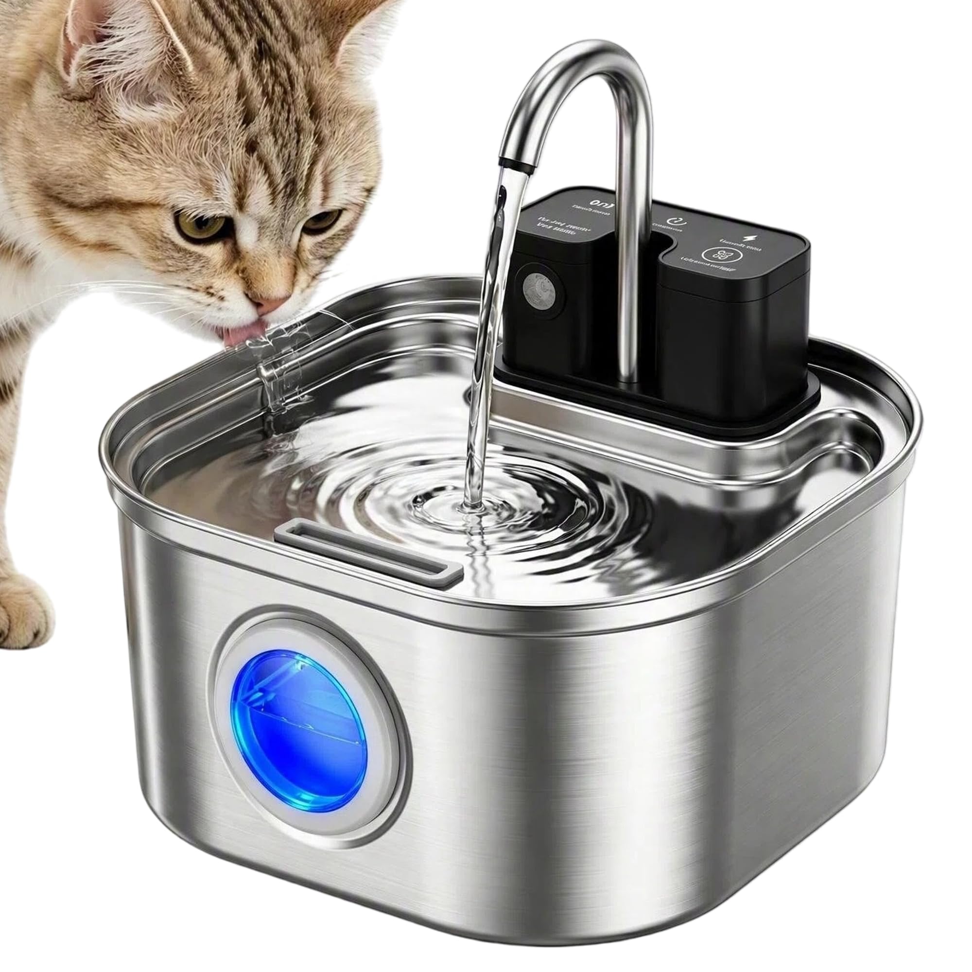 Dehlso Wireless Cat Water Fountain Stainless Steel