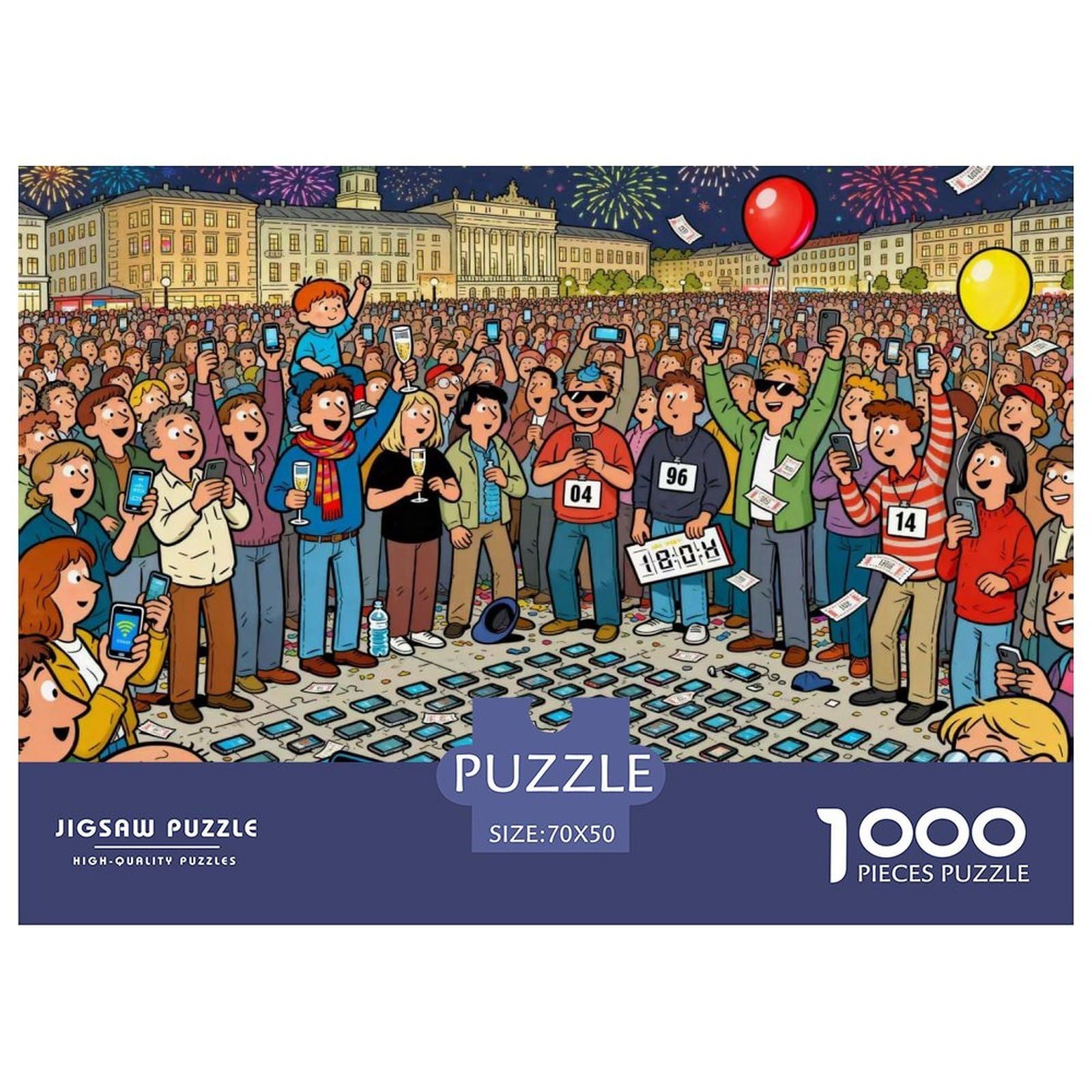New Year's Eve City Square Wooden Jigsaw Puzzle Waterproof 1000 Piece Puzzles for Adults Gifts Colourful Home Decoration