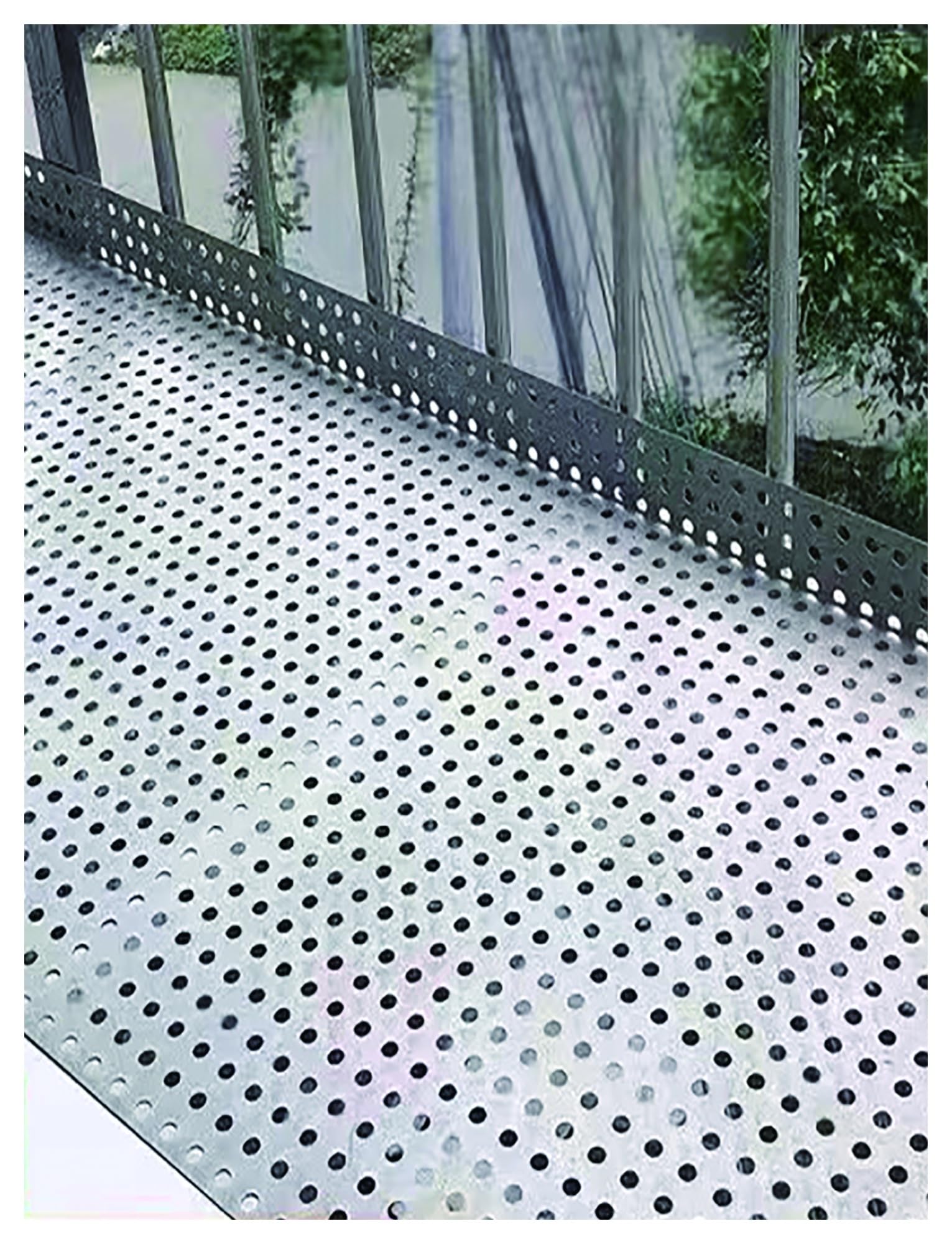 Lochblech aus 304 Edelstahl, 65 x 200 cm, 8 mm Lochdurchmesser, robuste Metallplatte mit Bändern und Handschuhen für Bau-, Heimwerker- und Sicherheitsanwendungen