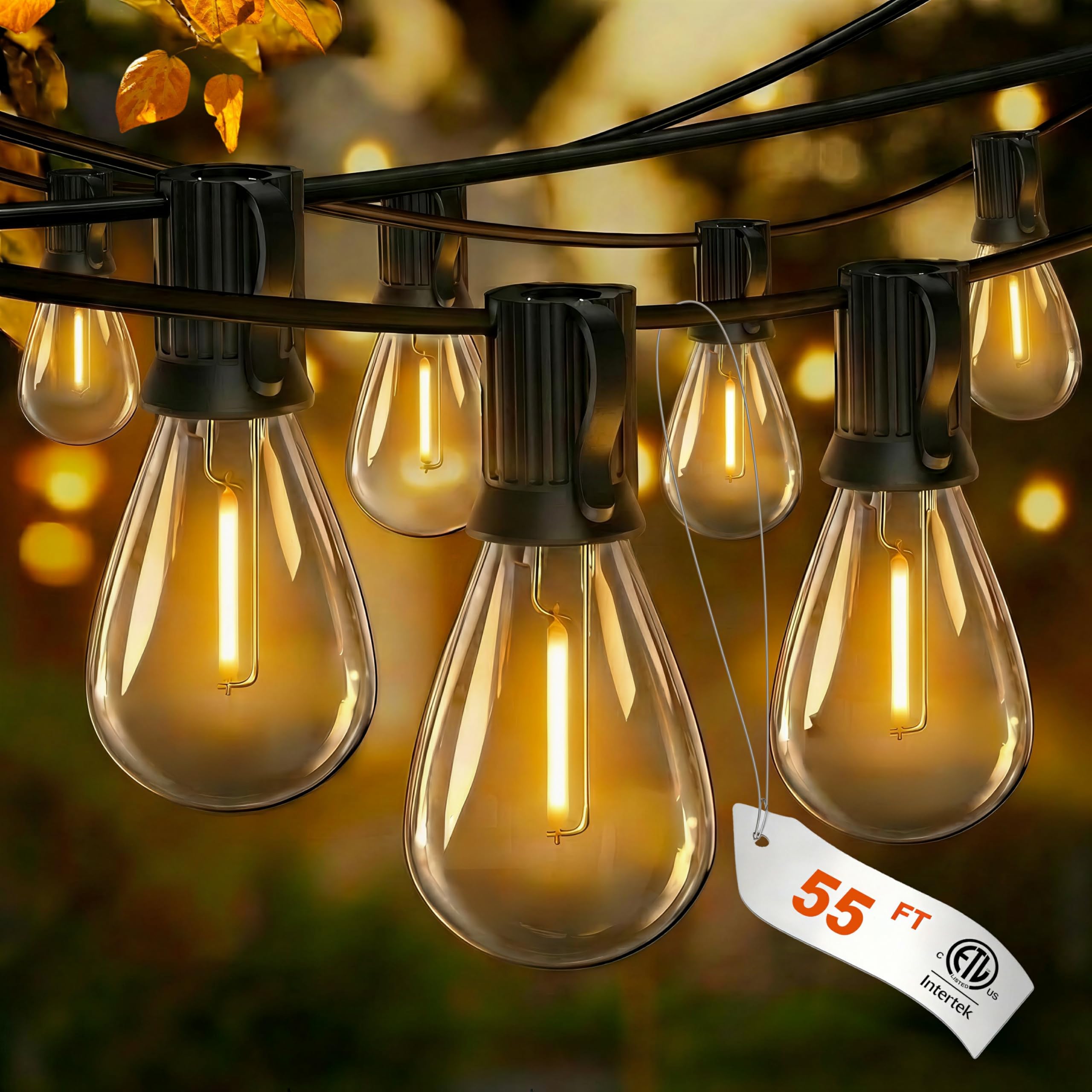 Llichterkette Außen,17m Lichterkette Außen Strom mit 25+1 Stk Glühbirnen | Warmweiße Dimmbar Glühbirnen Lichterkette Outdoor Verbindbare Ideal fürTerrasse, Balkon, Garten,Partys,Hochzeiten,Camping