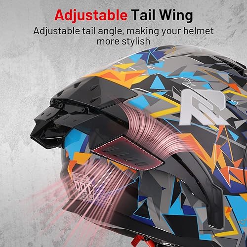 Miniatura 9 de DOT - Casco modular de motocicleta de cara completa, aprobado por DOT, abatible, doble visera, motocicleta, carreras, bicicleta de calle, casco