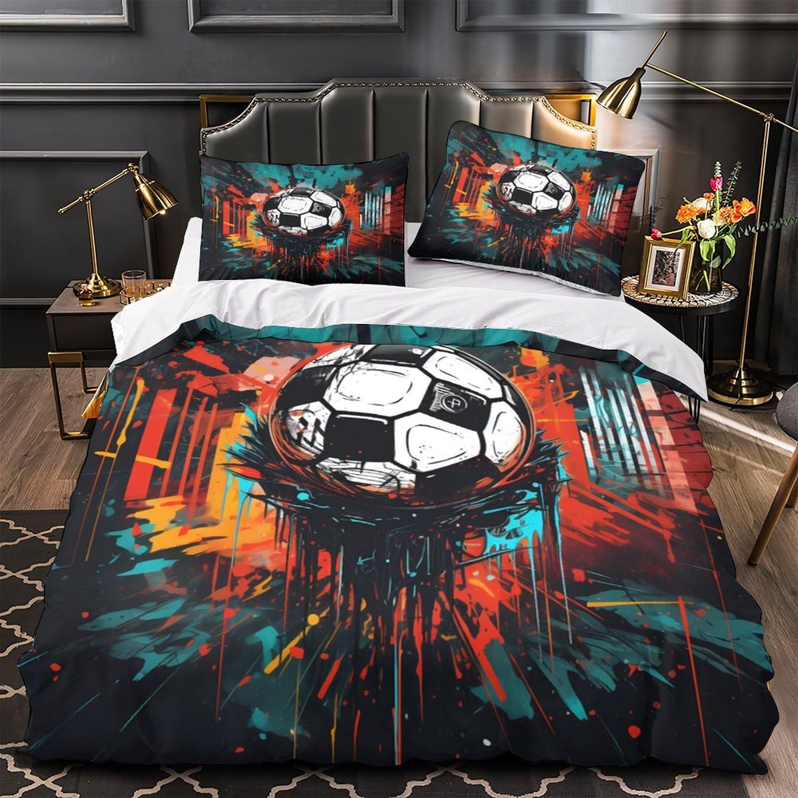 Housse de couette foot microfibre anti-acarien finis les réveils difficiles lit 140x200