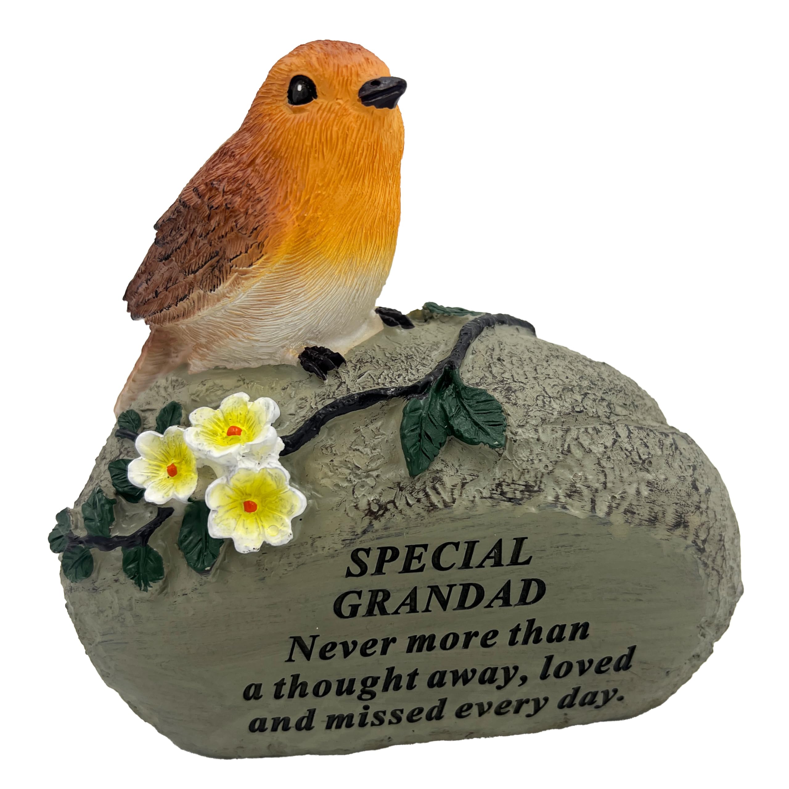 Angraves Multicolor Special Grandad Graveside Memorial Robin Bird Resin Stone Grave Plaque Ornament Decoration Sadly Missed