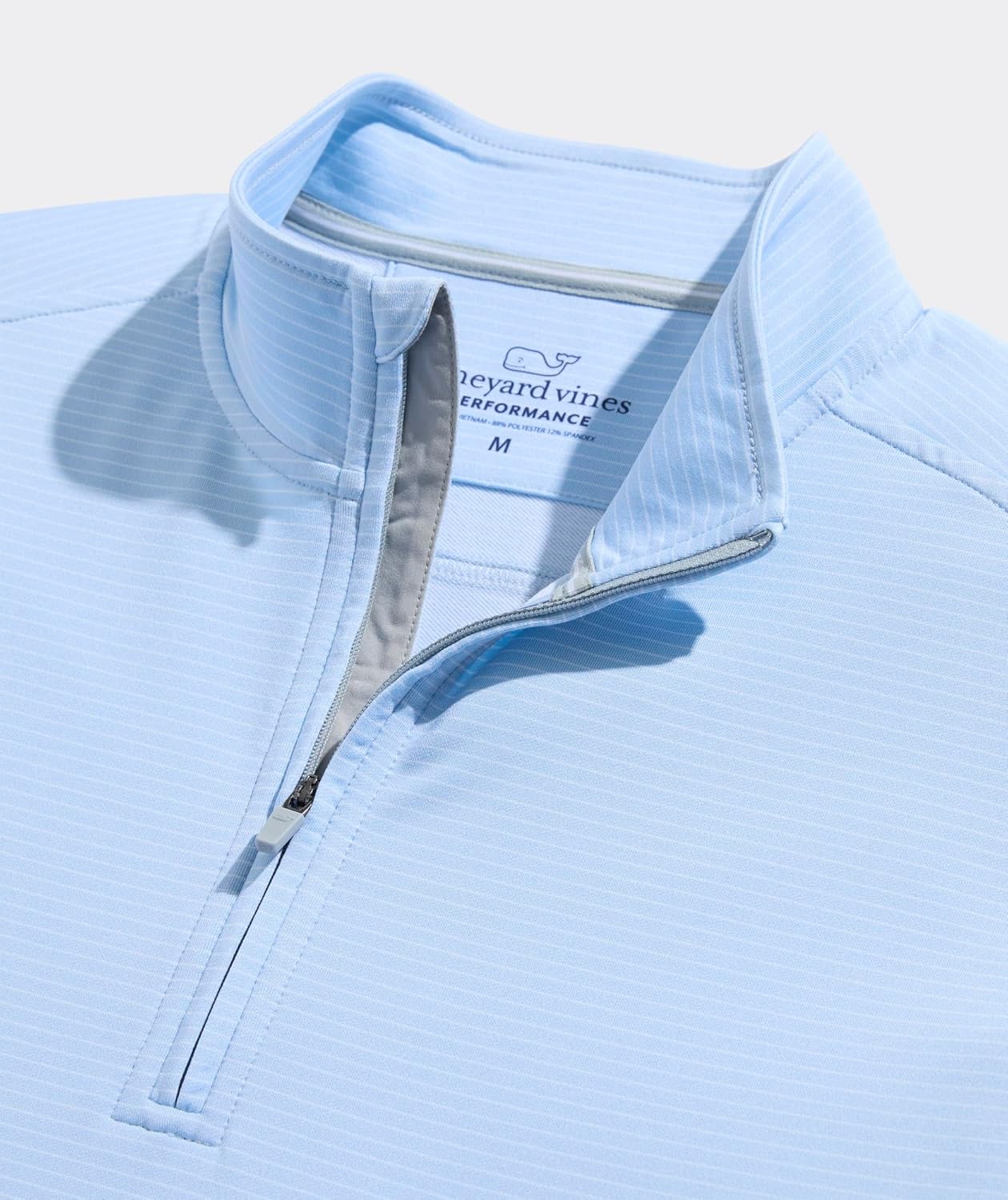 vineyard vines Men's Clubhouse Performance Quarter-Zip, Micro Stripe-JBlue - Image 2