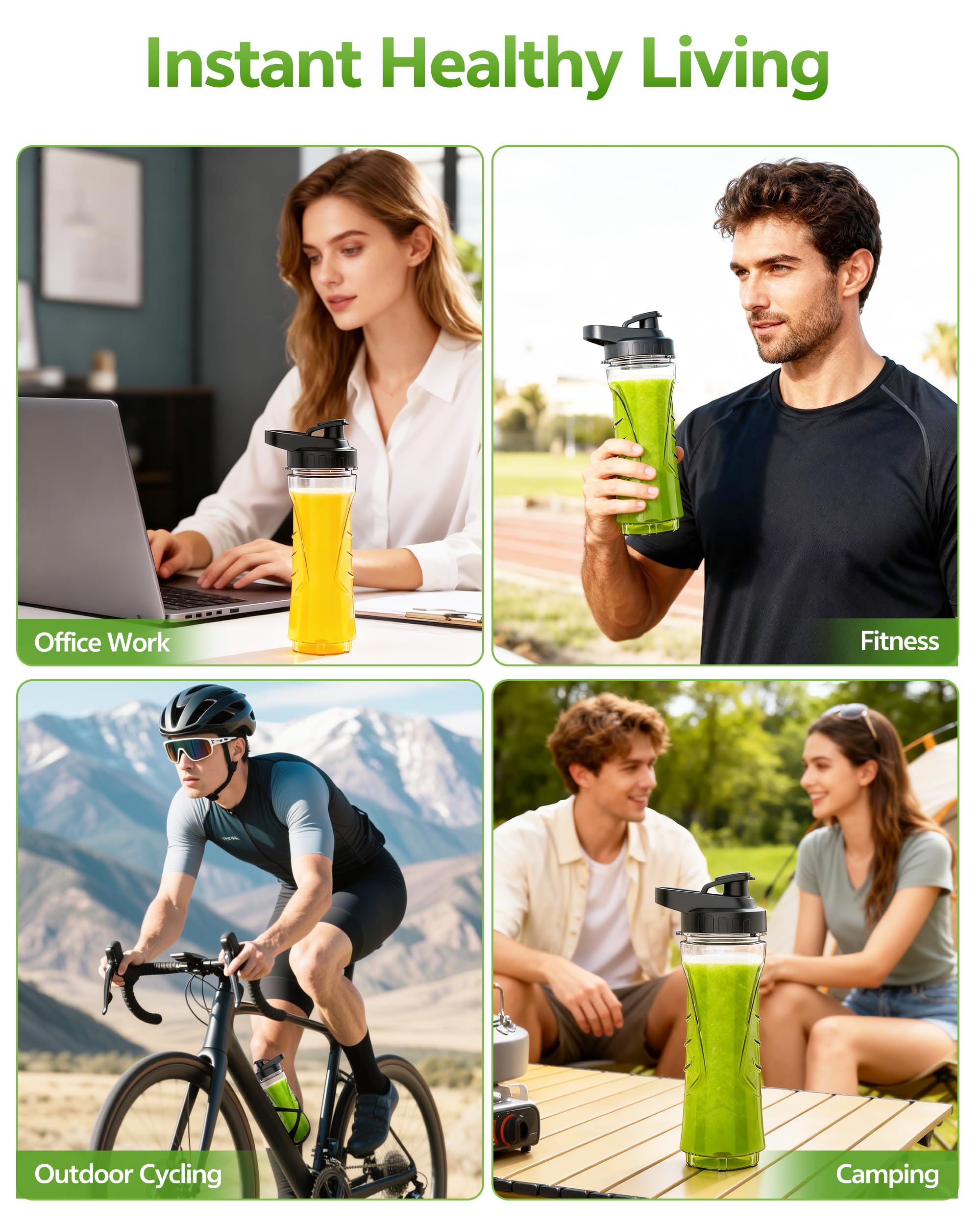 500W Batidora de Vaso,Batidora Portatil con 2 Botellas 600ml sin BPA,4 Cuchillas Inox,22000 rpm,Batidora Smoothies,Smoothie Blender, Mini Licuadora,Portable Blender,Mini Batidora Portatil