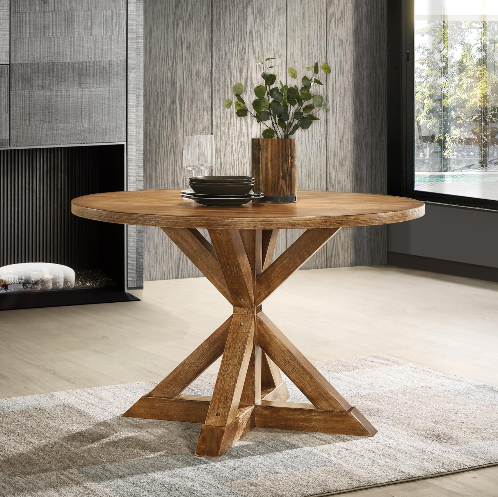 Amazon.com: Roundhill Furniture Windvale Cross-Buck Base Dining