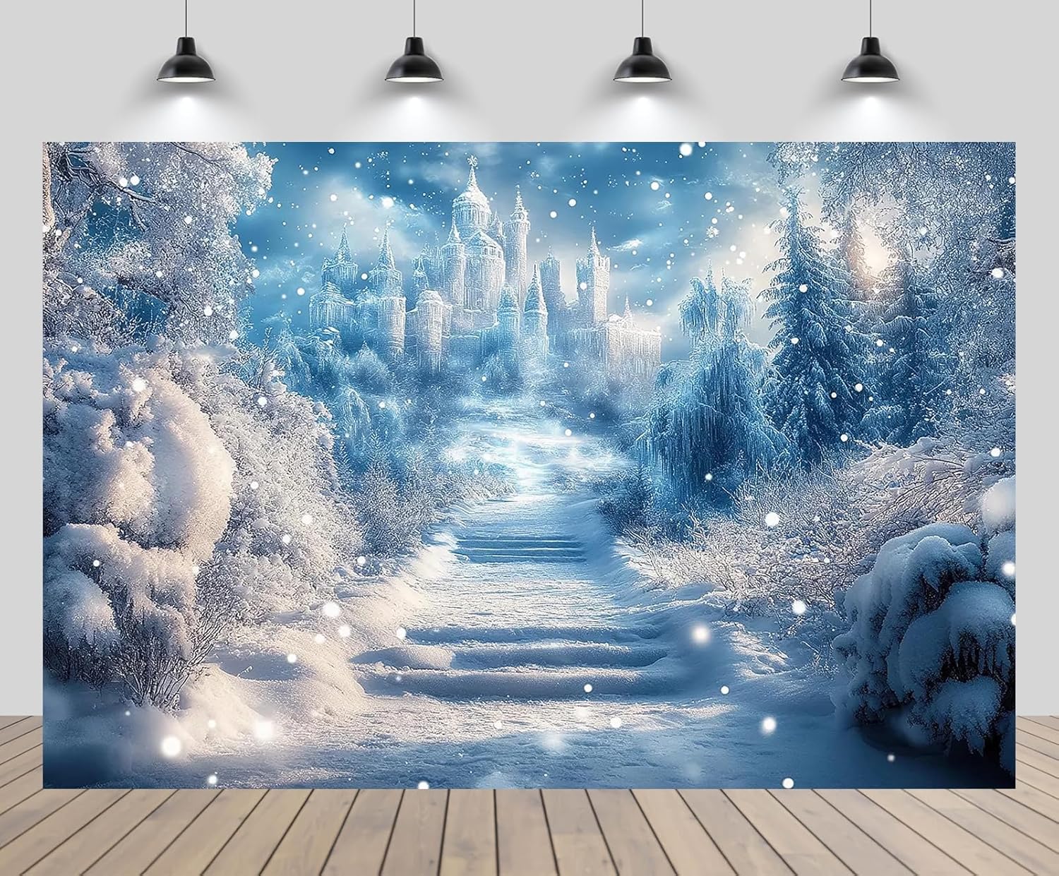 CHNYWORK 9x6ft Ice Snow Castle Backdrop Frozen Forest