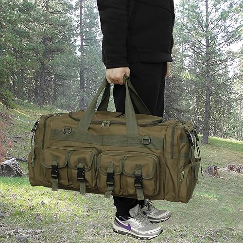 Miniatura 7 de UNISTRENGH Bolsas de lona de viaje para deportes al aire libre para hombre, gran equipo táctico militar Molle, bolsa de hombro para montañismo,