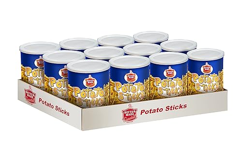 Better Made Palitos de patata de 5 onzas - (original, bandeja de 12 latas) - Palitos de patata - Sin gluten - Bocadillo crujiente y crujiente de