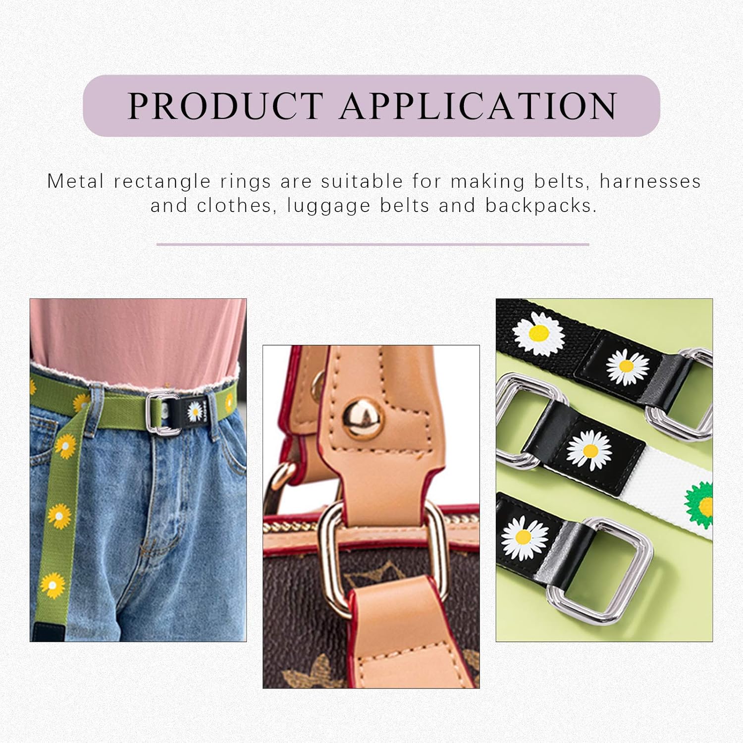 Swpeet 60Pcs 5/4 Inch - 32mm Sliver Metal Rectangle Ring, Webbing Belts Buckle Metal Rings for for Belt Bags DIY Accessories Keychains Belts and Dog Leash (Sliver, 5/4 Inch) - Image 7