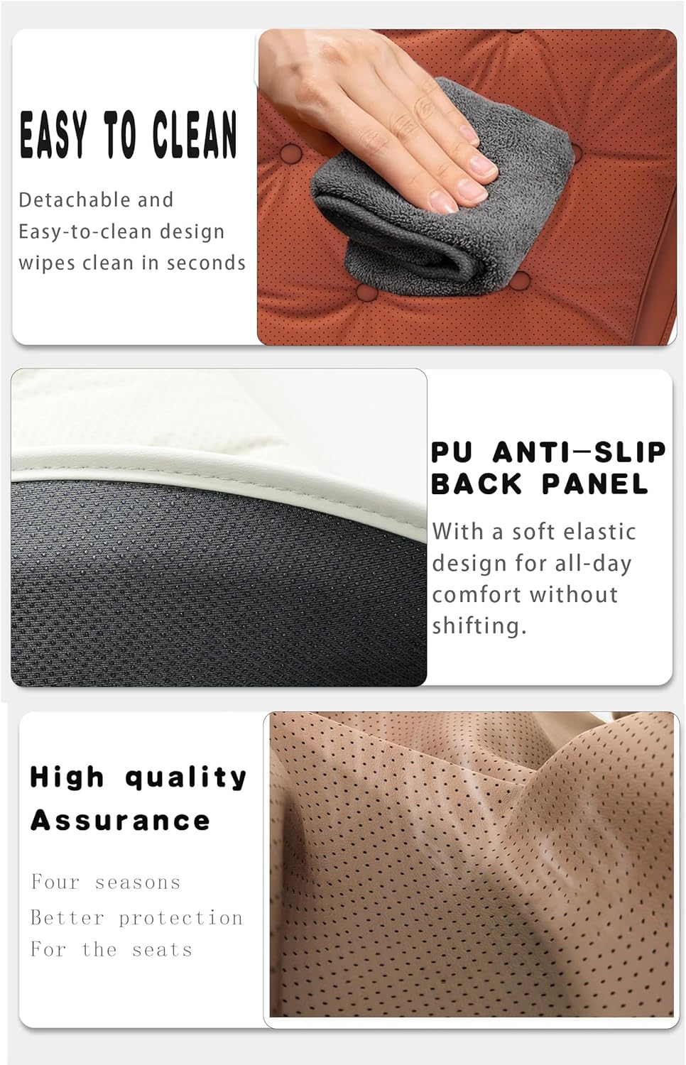 Car seat Cushions Sciatica & Lower Back Pain Relief fit for Car Driver Ergonomic Memory Foam Waterproof and wear-Resistant Covers 2 pc Front seat Black