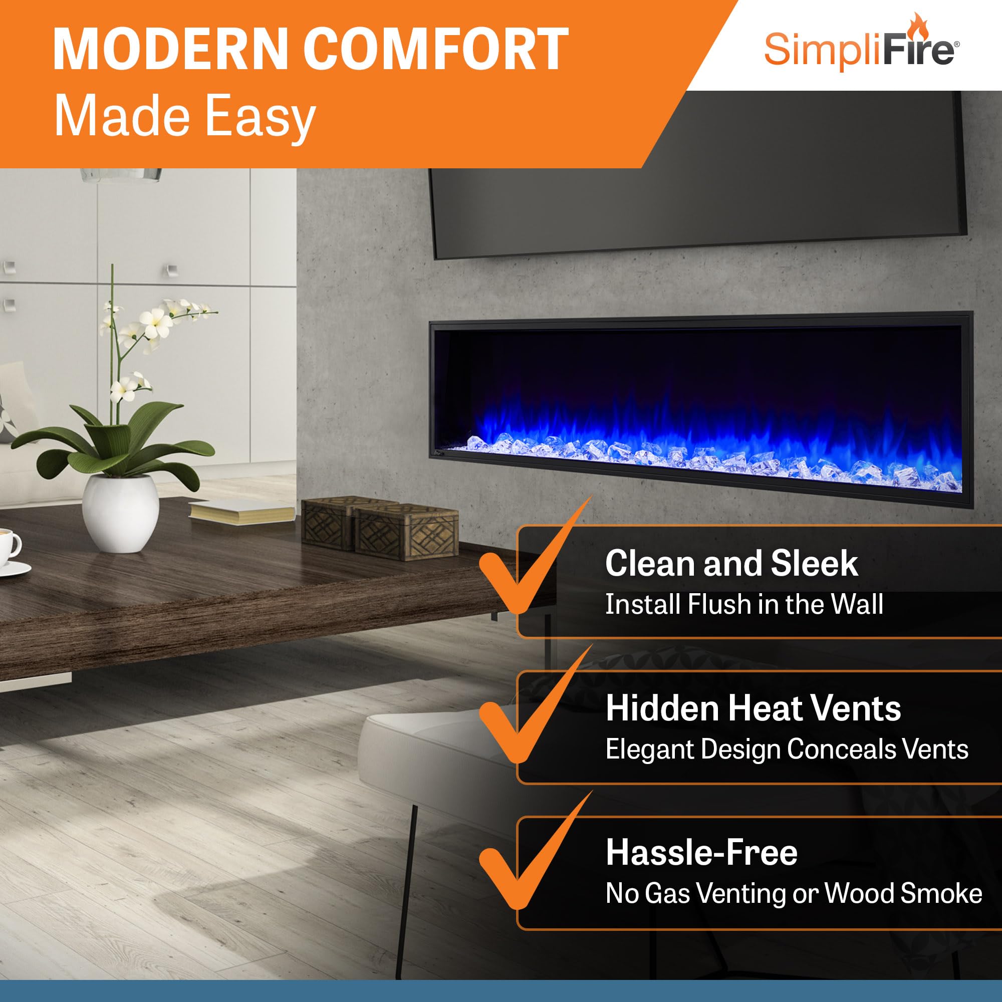 Amazon.com: SIMPLIFIRE Scion 78 Clean Face Linear Electric Fireplace -  Black, SF-SC78-BK : Home u0026 Kitchen