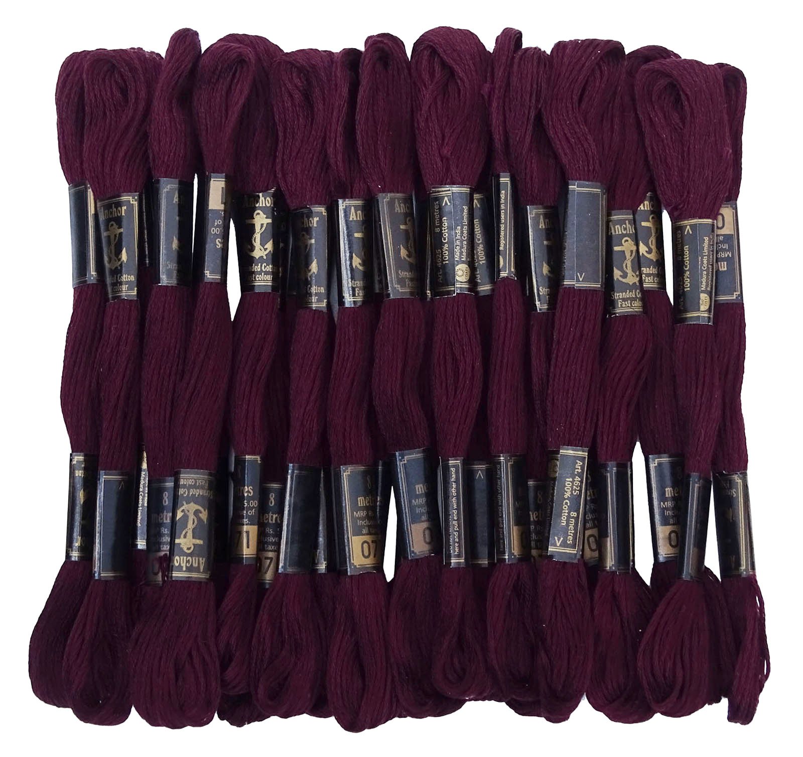 IBA Indianbeautifulart Anchor Stranded Cotton Thread Floss Cross Stitch Hand Embroidery Pack of 25 Skeins-Plum