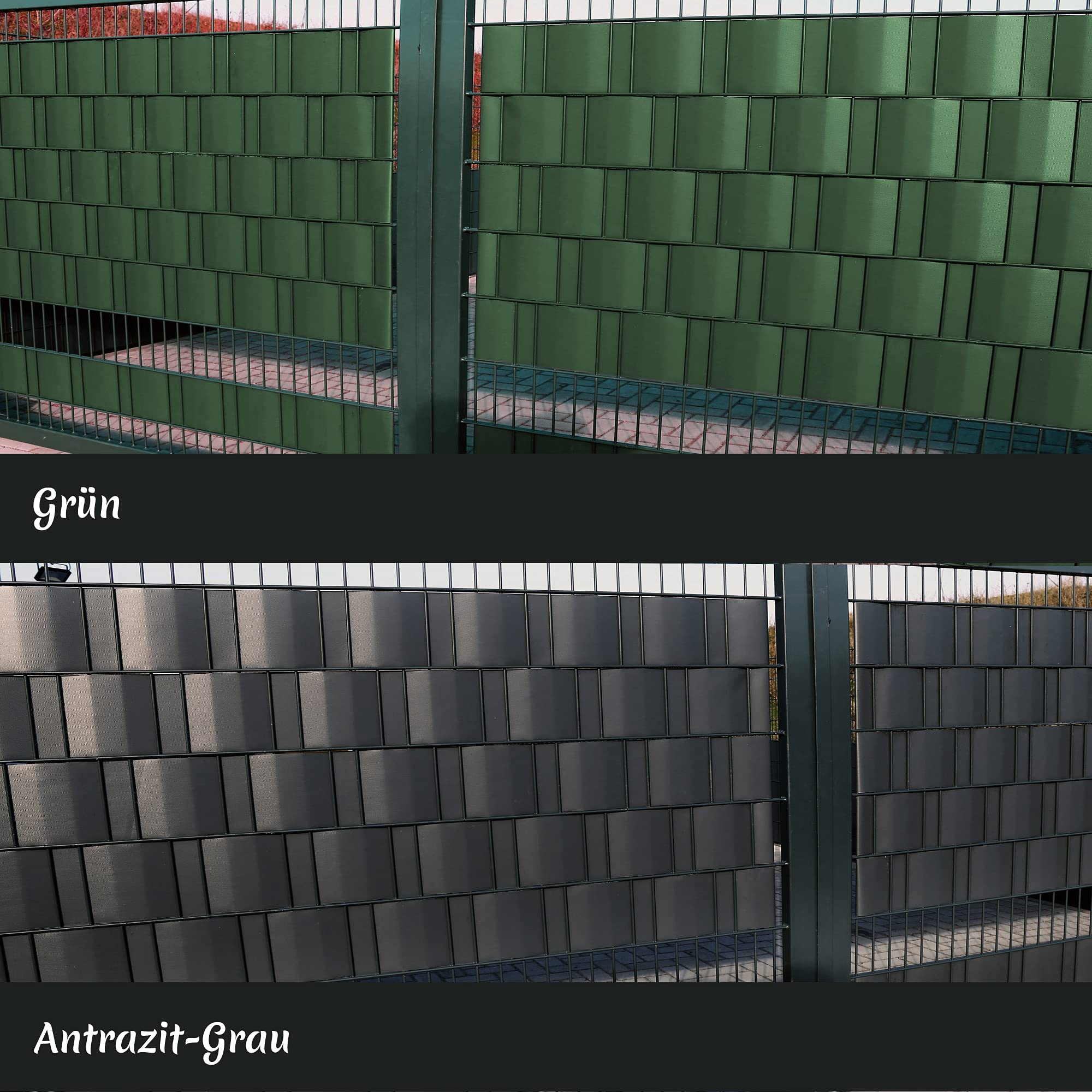 PVC Sichtschutz Streifen Privatsphäre Doppelstabmatten Zaun Folie inkl. 30 Befestigungsclips, Farbe:Grün, Länge: (245m (7X 35m))