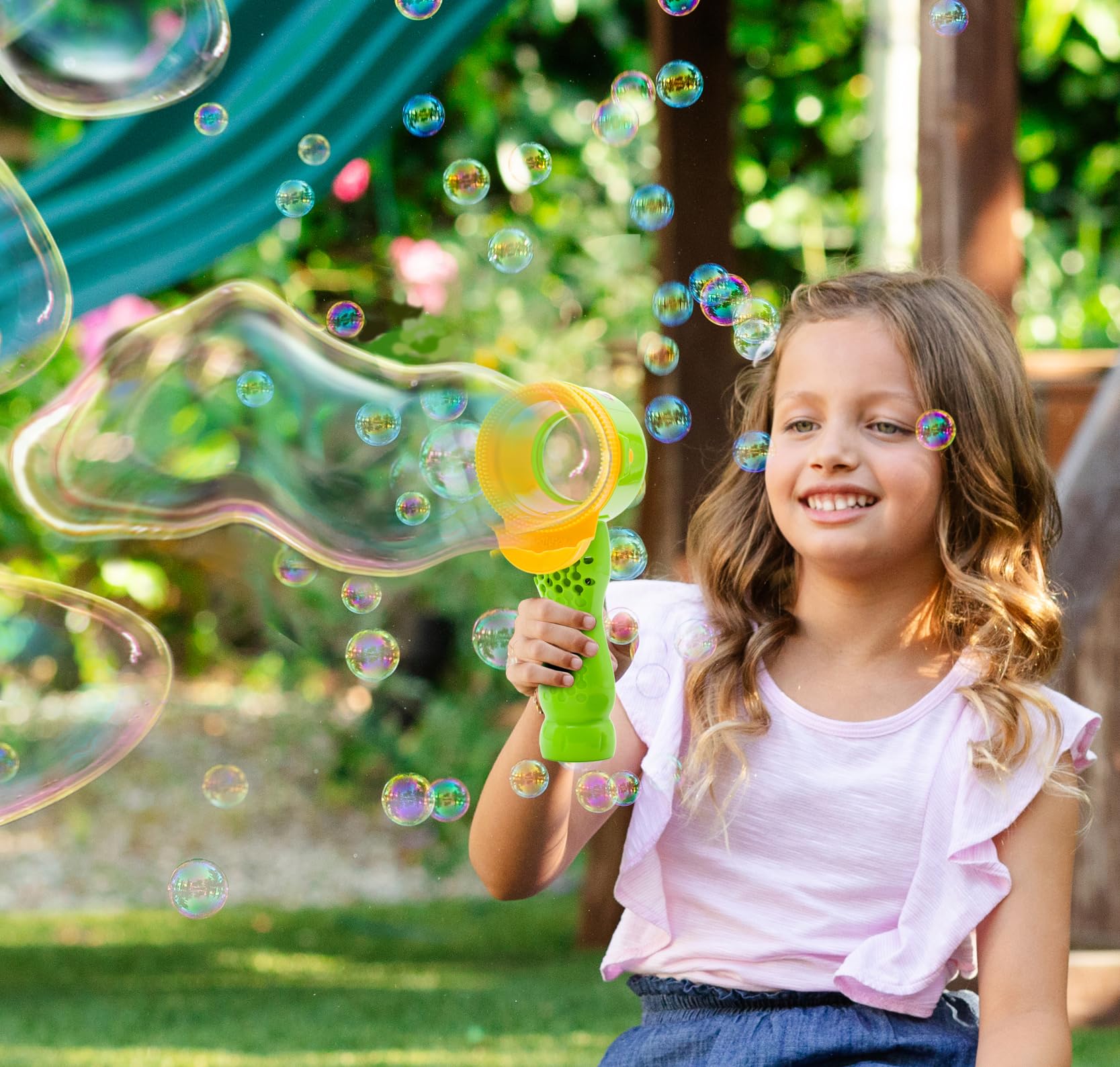 Gazillion Bubbles VorTech Wand Toy for Toddlers Easy, Safe, Push-Button Bubble Fun, Includes 4 oz Solution and Dip Tray - Image 2