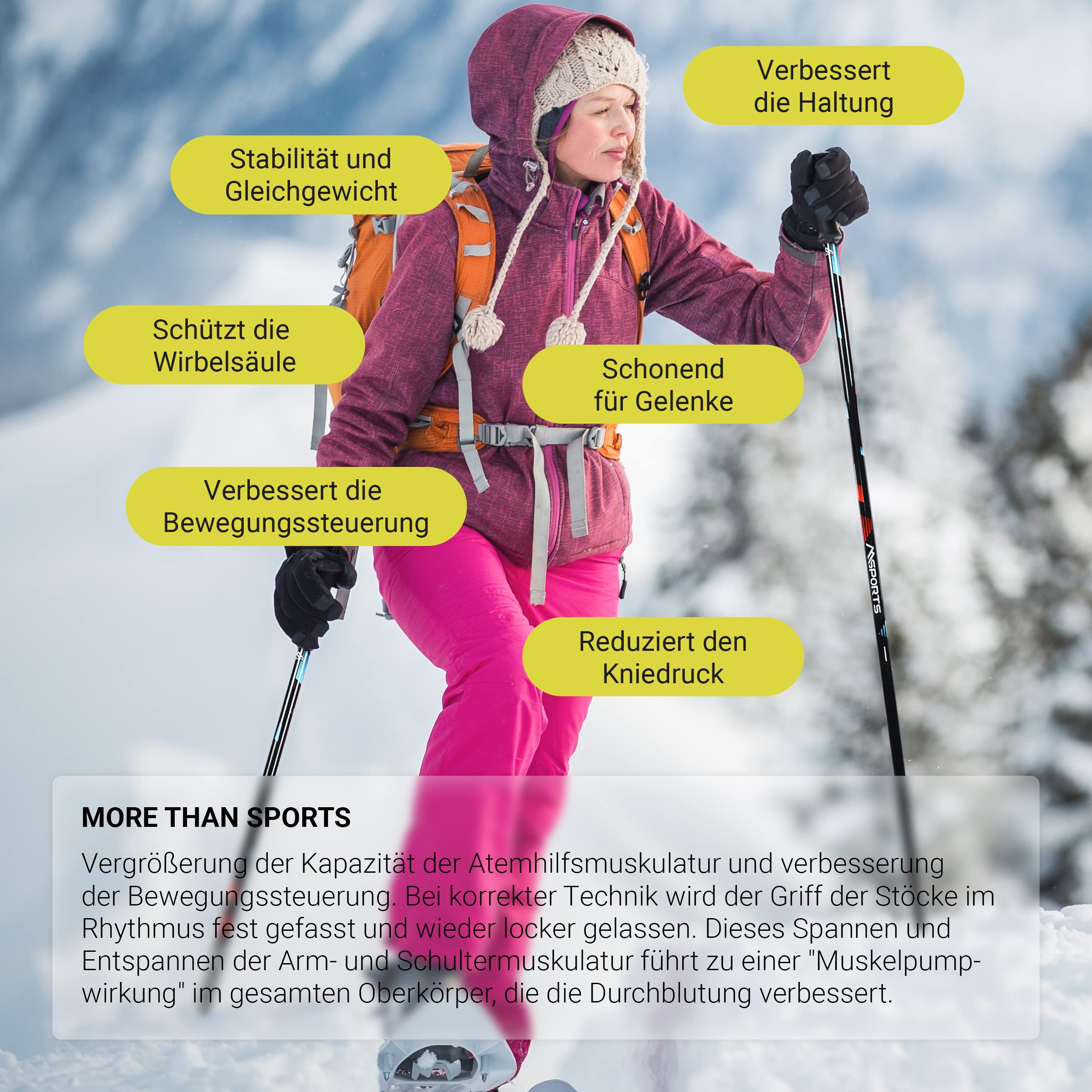 MSPORTS Skistöcke Premium inkl. Schneeteller Unisex I Skistock Aluminium in verschiedenen Längen I Aluminiumschaft 18 mm Ski