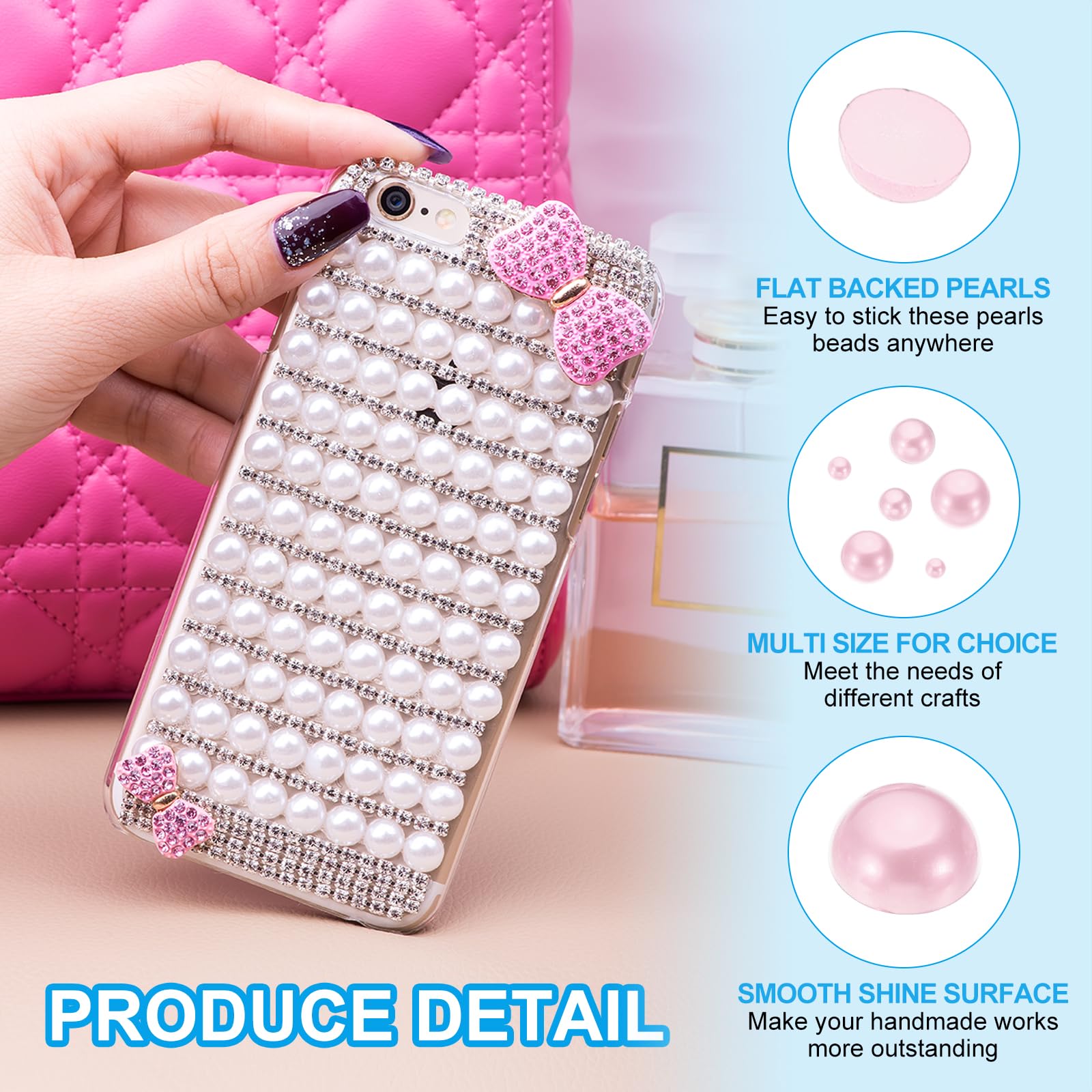 PATIKIL 1000Pcs Flatback Pearls Beads for Crafting 6mm Half Round Resin Beads Flatback Pearls for Nail Charms Handmade Phone Case Embellishment - Image 3