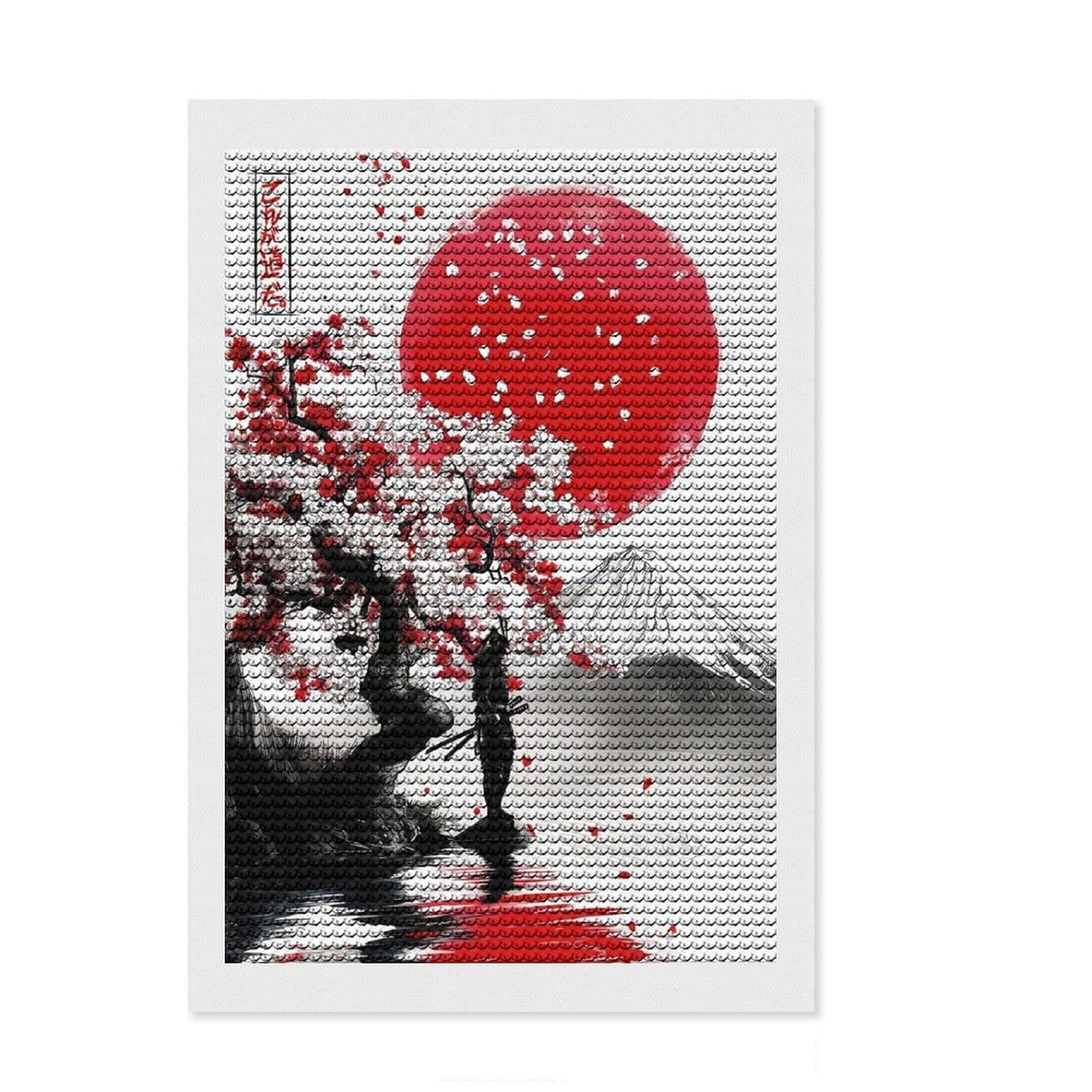 Junmoney Soul of Japan Diamond Painting Kit 8"x12", Living Room Decor, for Beginners, Easy Handmade Project, Gift Idea, Adhesive Canvas