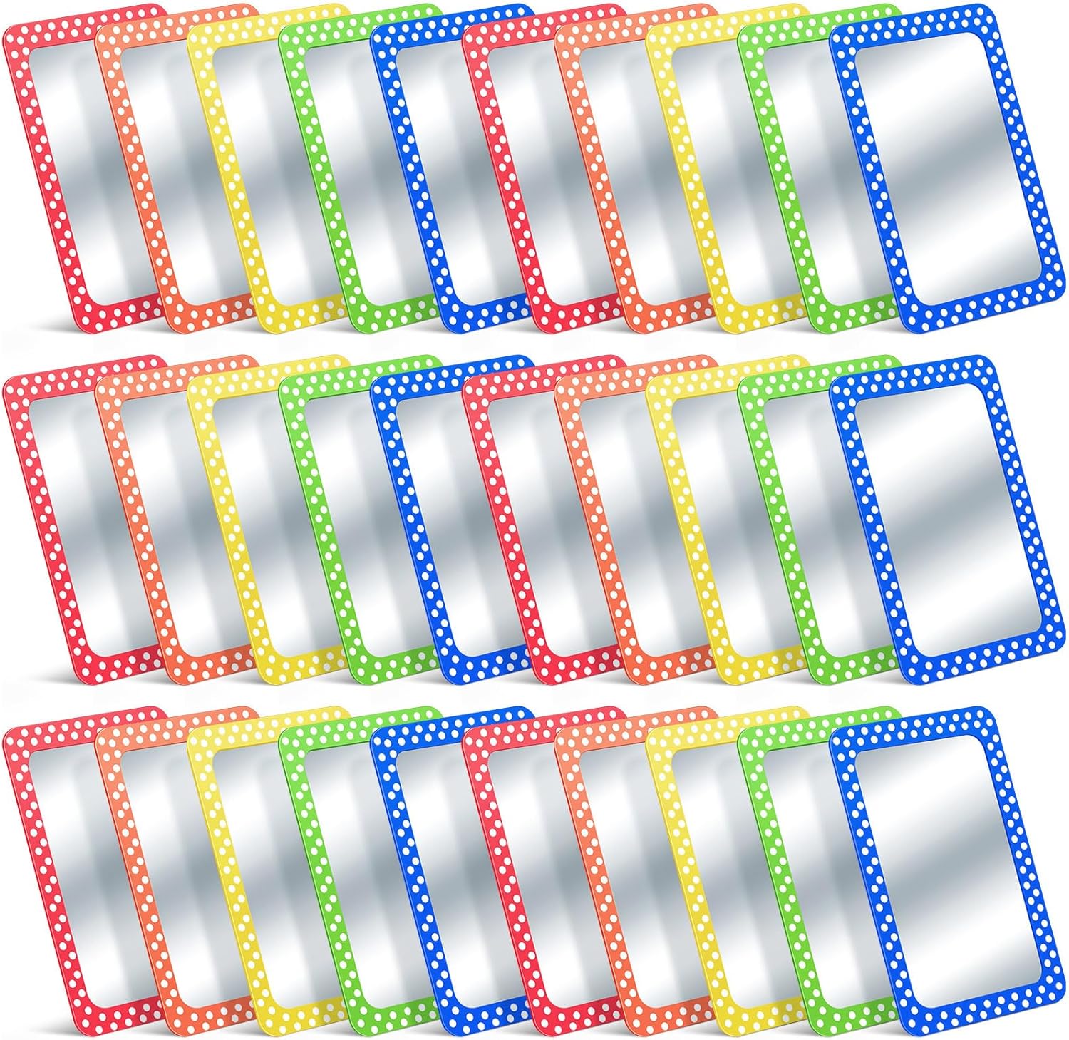 Dandat 30 Pcs Non Breakable Acrylic Mirror for Kids - 6x4" Bulk Small Pastel Shatterproof Plastic Locker Mirror with Round Corners for School Classroom, Sel, Phonics, DIY Crafts (Lively Colors)
