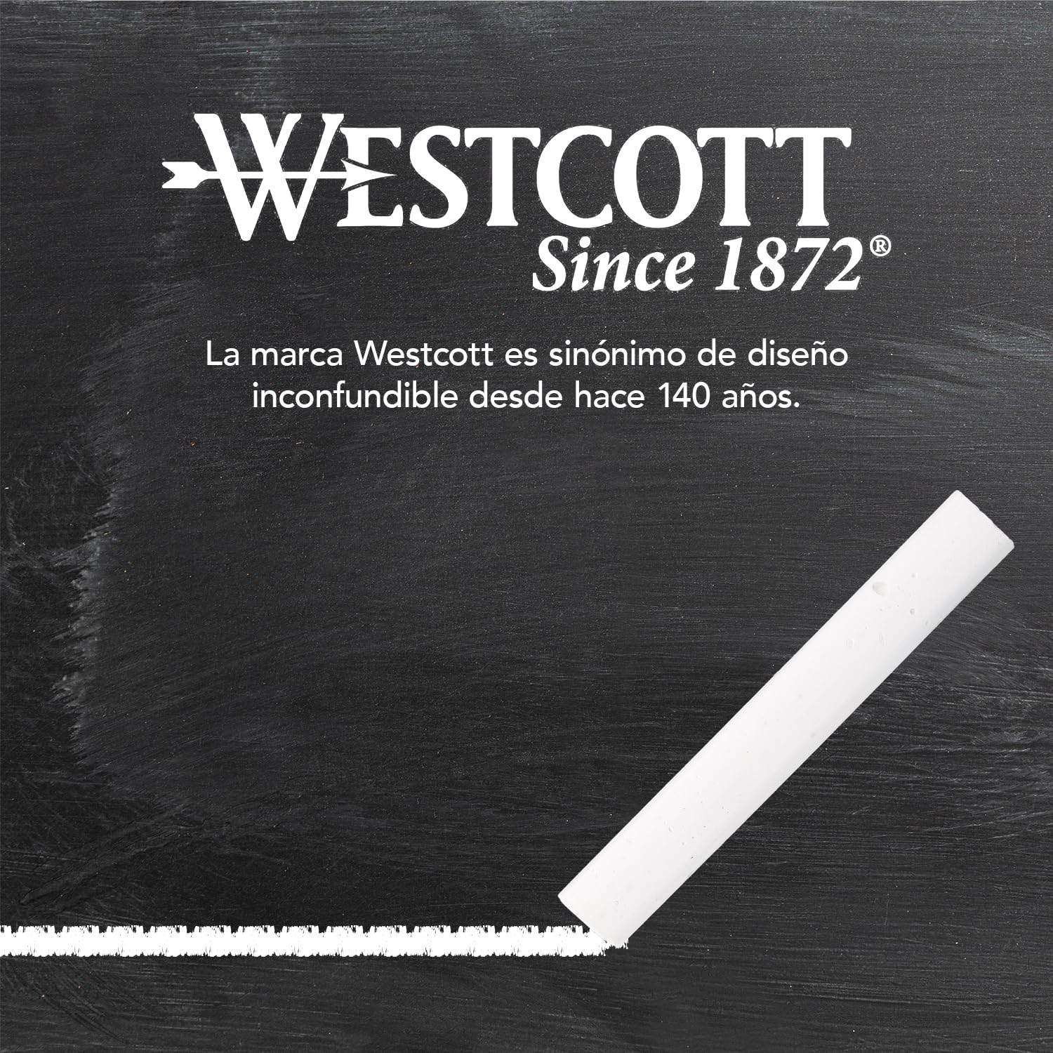 Westcott Tiza 100 unidades blanca | Paquete económico Tiza para pizarra con 1,2 cm ⌀ en blanco opaco | sin polvo y fácil de limpiar | barras de tiza de 8,5 cm de largo | E-744986 00