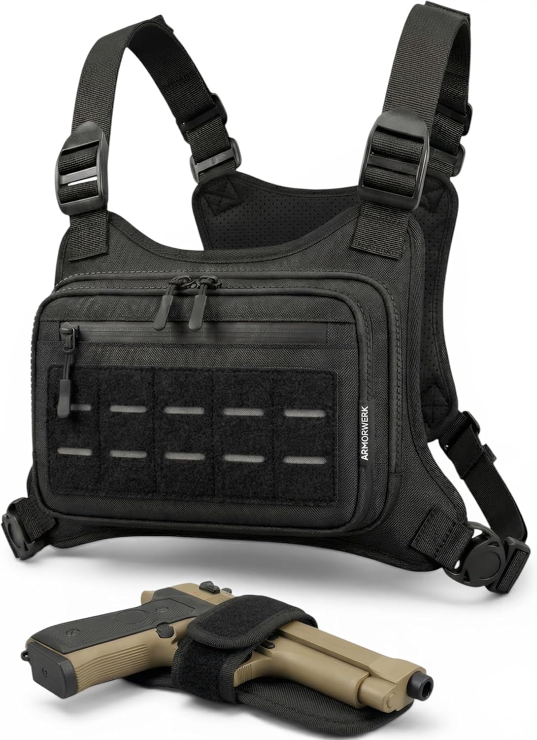 CCW Chest Pack for Men & Women, Adjustable Chest Pack for Running, Hiking, Cycling & Travel, Front Storage Bag with Secure Zip Pockets for Workouts, Walking, Travel & Everyday Carry Daily