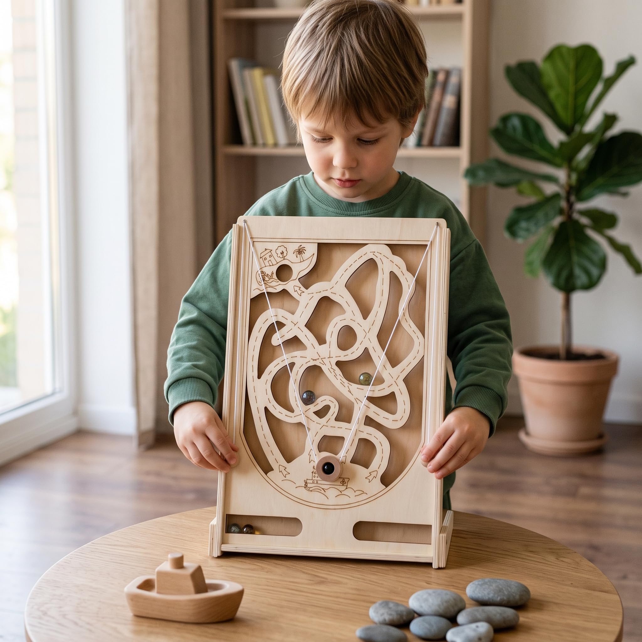 Qianly in Legno con Avventura Pirata per Allenare Coordinazione Mano Occhio E Controllo Fine Gioco da Tavolo con Struttura Robusta Adatto per Giochi Famiglia, Multiforo